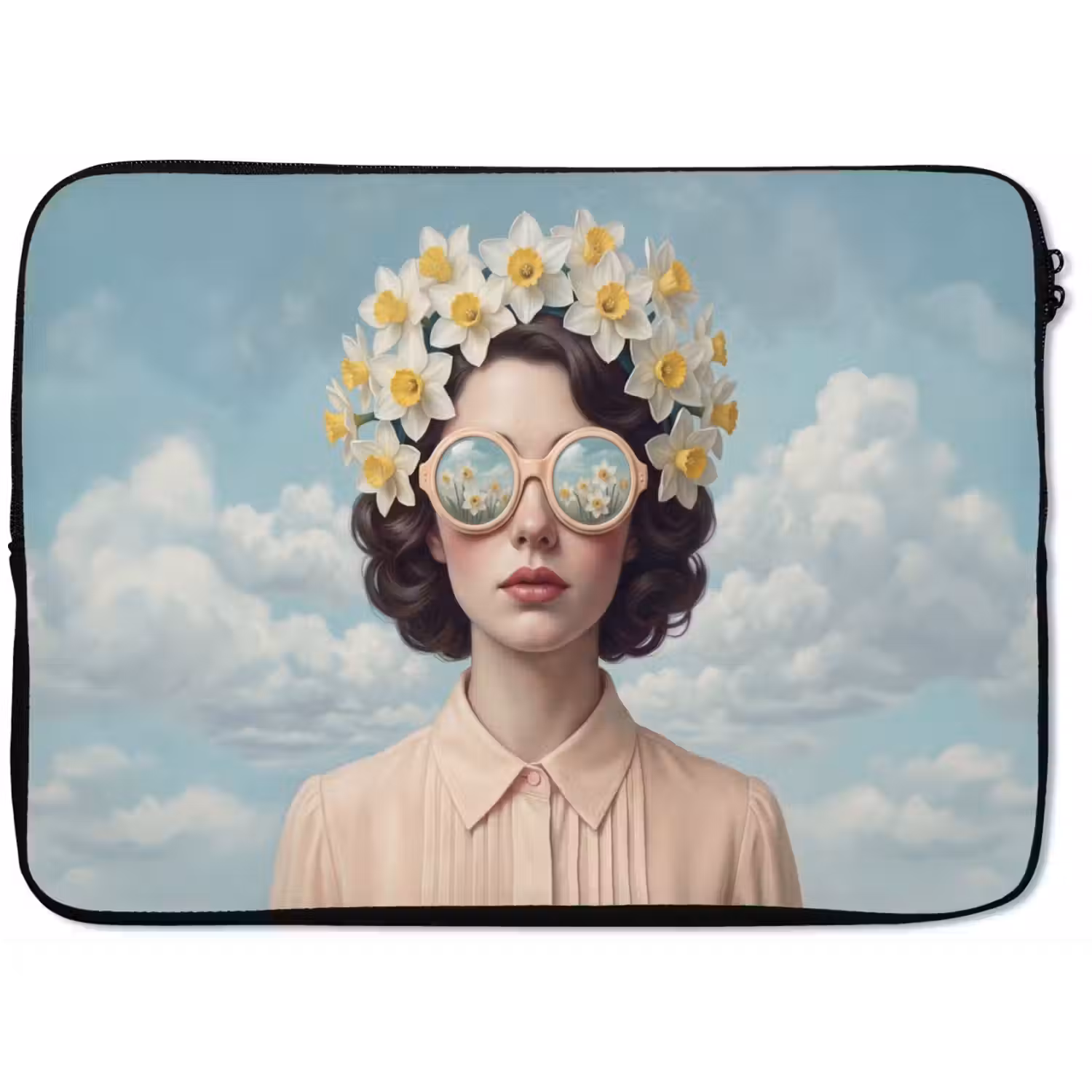 Vrouw - Narcissen - Geel laptophoes neopreen klein -zkaufland3dotto
