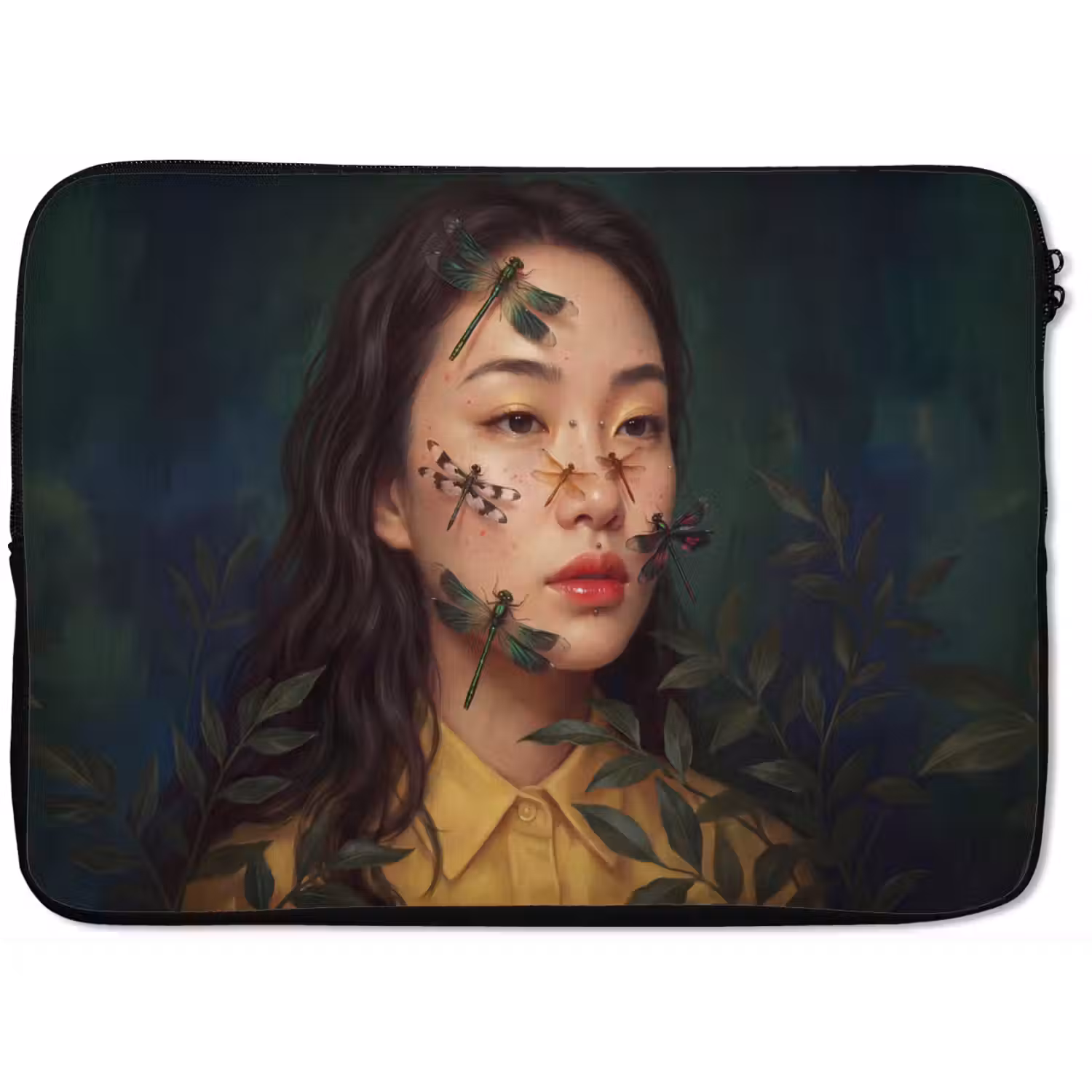 Vrouw - Insecten - Natuur - Portret - Groen laptophoes neopreen klein -zkaufland3dotto