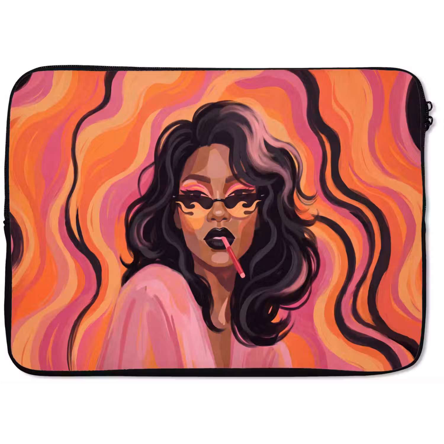 Vrouw - Zonnebril - Modern - Portret - Oranje laptophoes neopreen klein -zkaufland3dotto