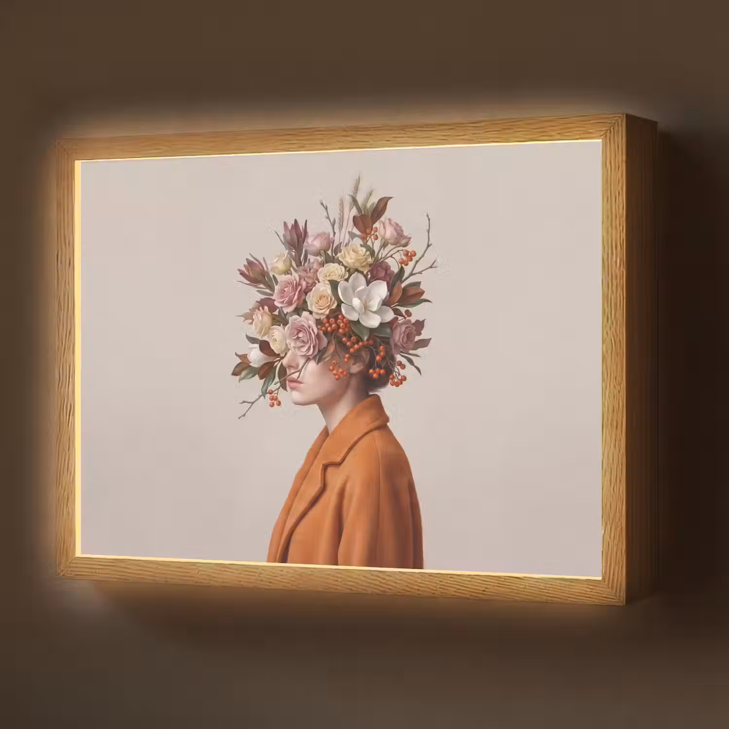 Gezicht - Boeket - Kleurrijk Light Box met batterij (Wandlamp) middel -z3d_website