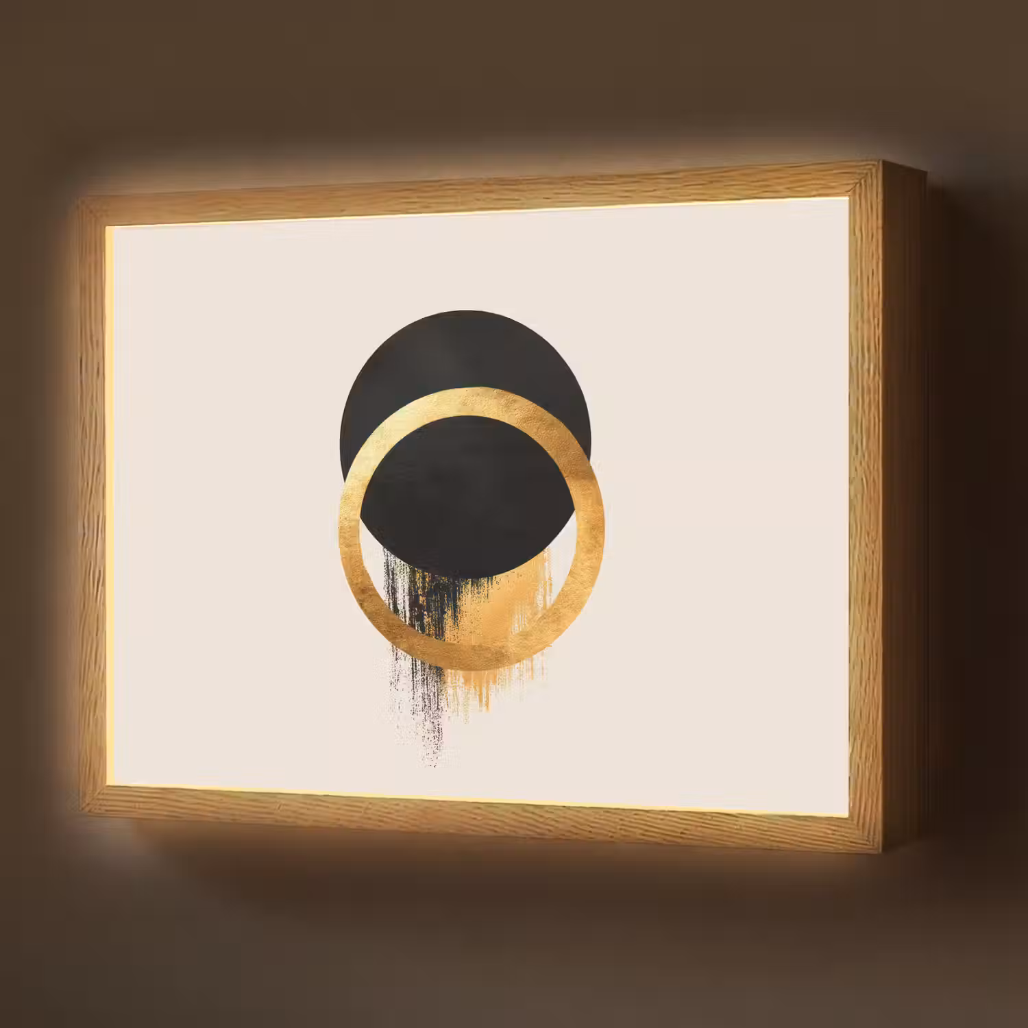 Abstract ontwerp - Zwarte cirkel - Verfvlekken Light Box met batterij (Wandlamp) middel -z3d_website