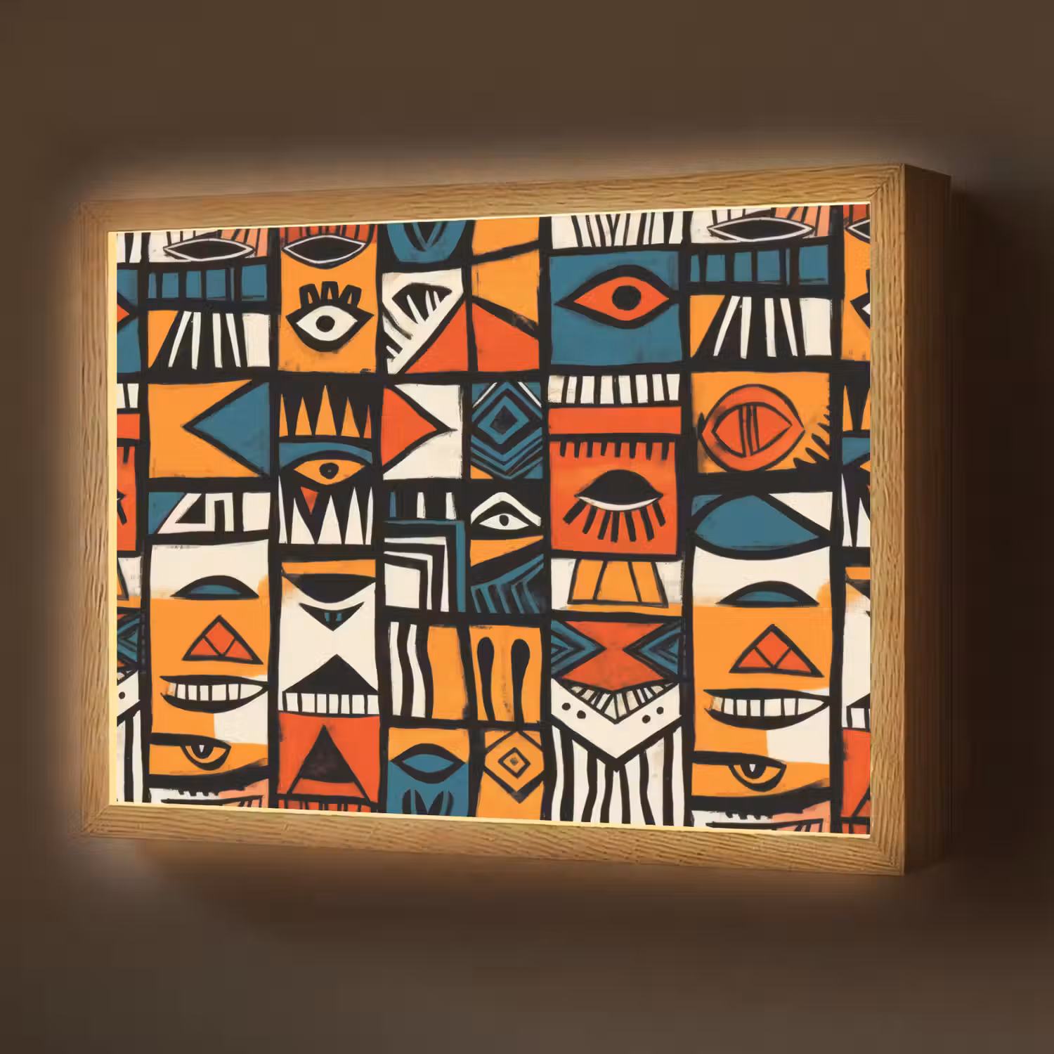 Abstract - Gezichten - Mozaïek Light Box met batterij (Wandlamp) middel -z3d_website