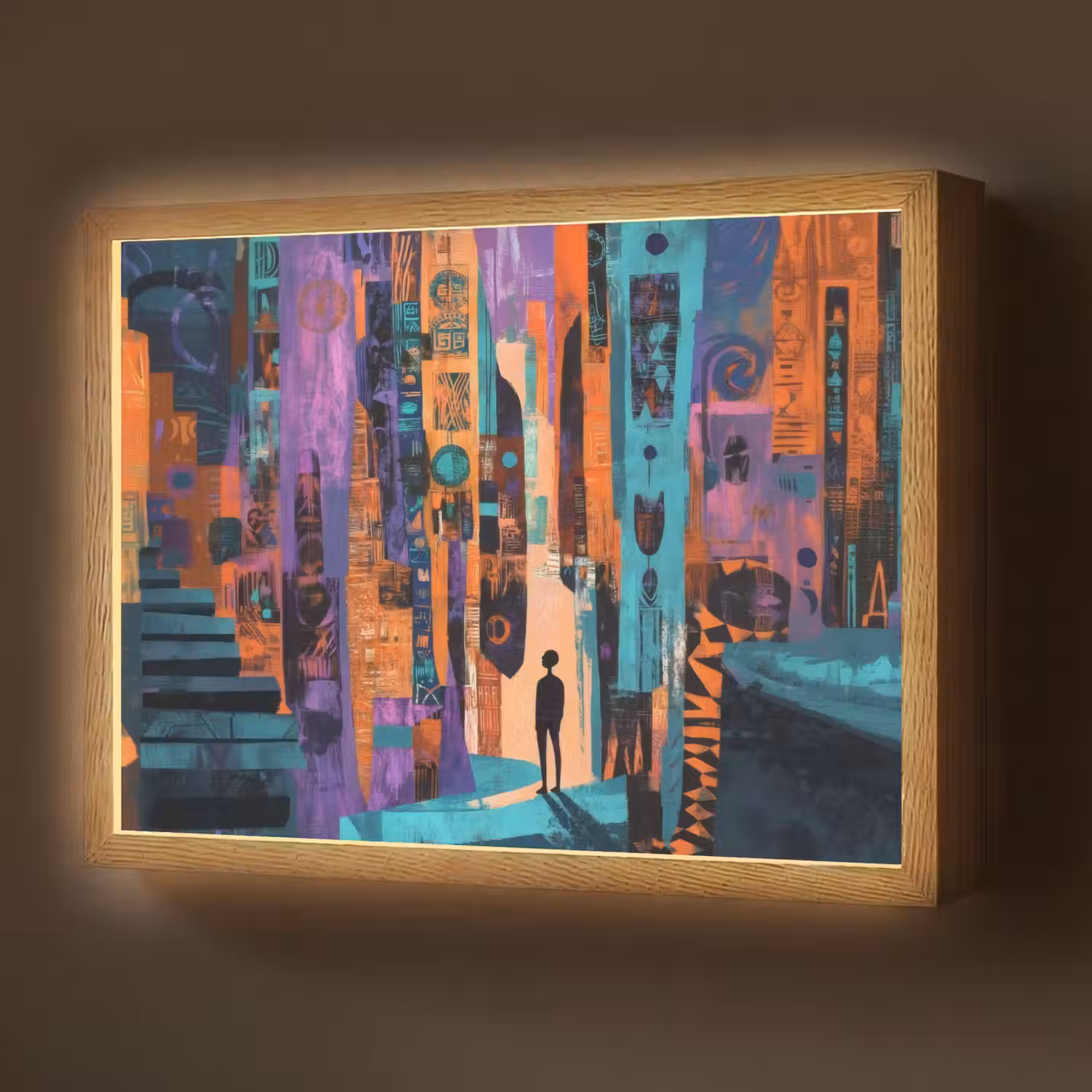Abstract - Figuren - Kleurrijk Light Box met batterij (Wandlamp) middel -z3d_website