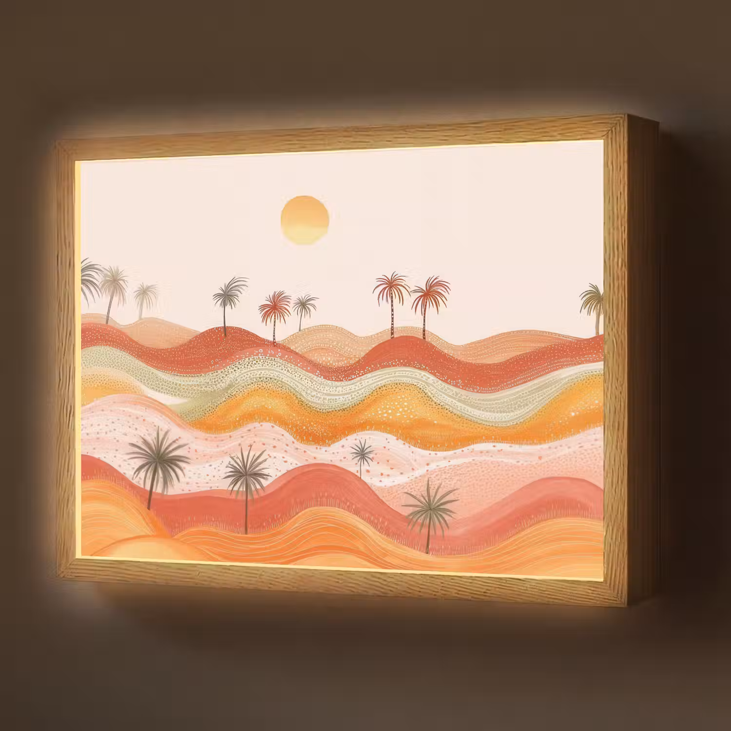 Abstract landschap - Palmbomen - Kleurrijk Light Box met batterij (Wandlamp) middel -z3d_website