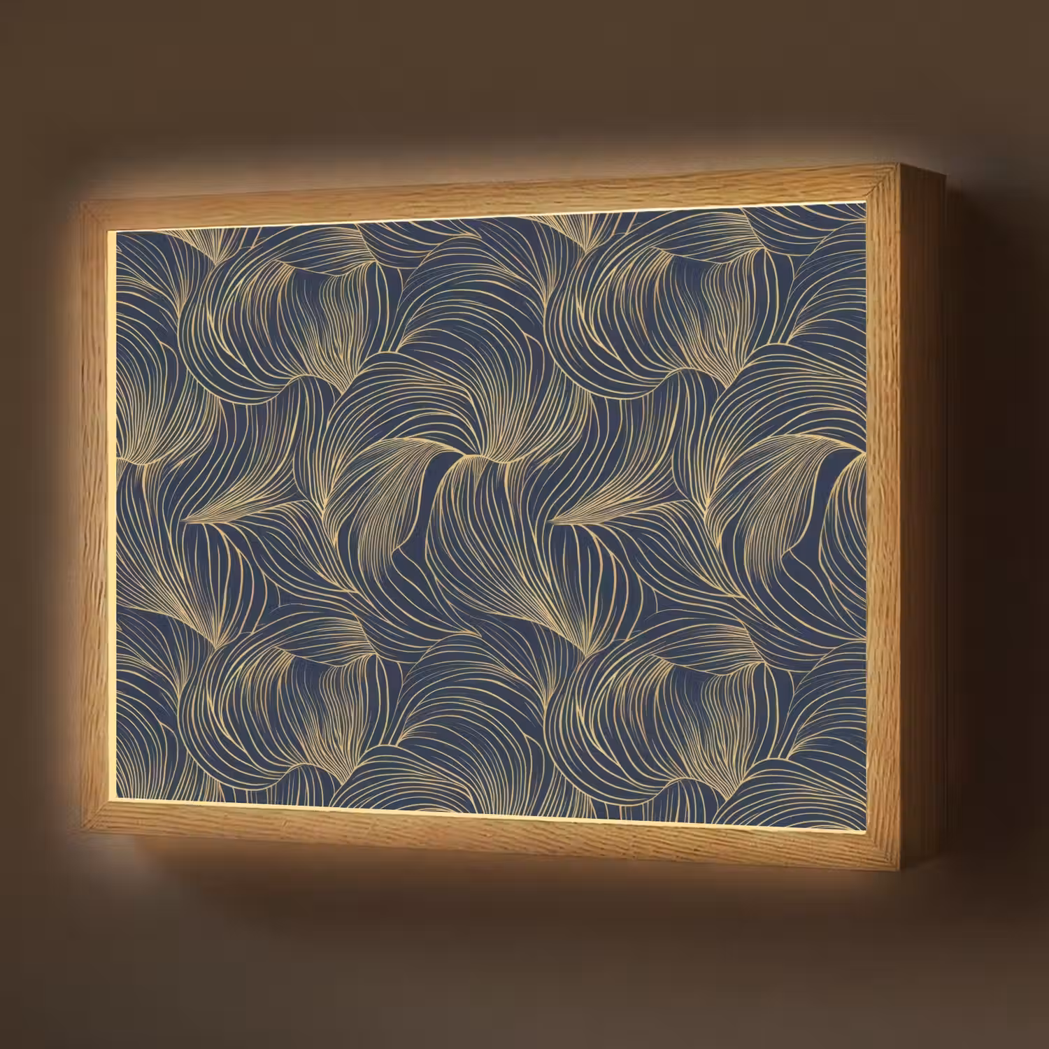 Abstract - Lijnen - Blauw - Goud Light Box met batterij (Wandlamp) middel 907 -z3d_website