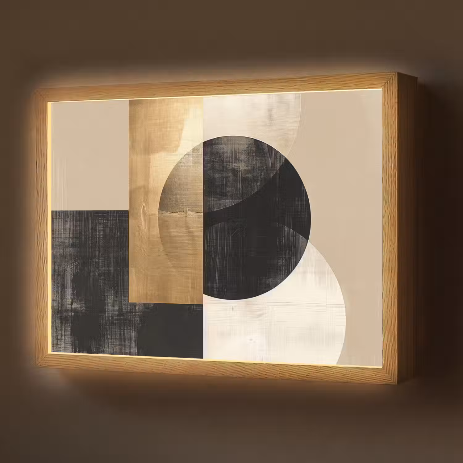 Abstract - Modern - Zwart - Goud Light Box met batterij (Wandlamp) middel -z3d_website