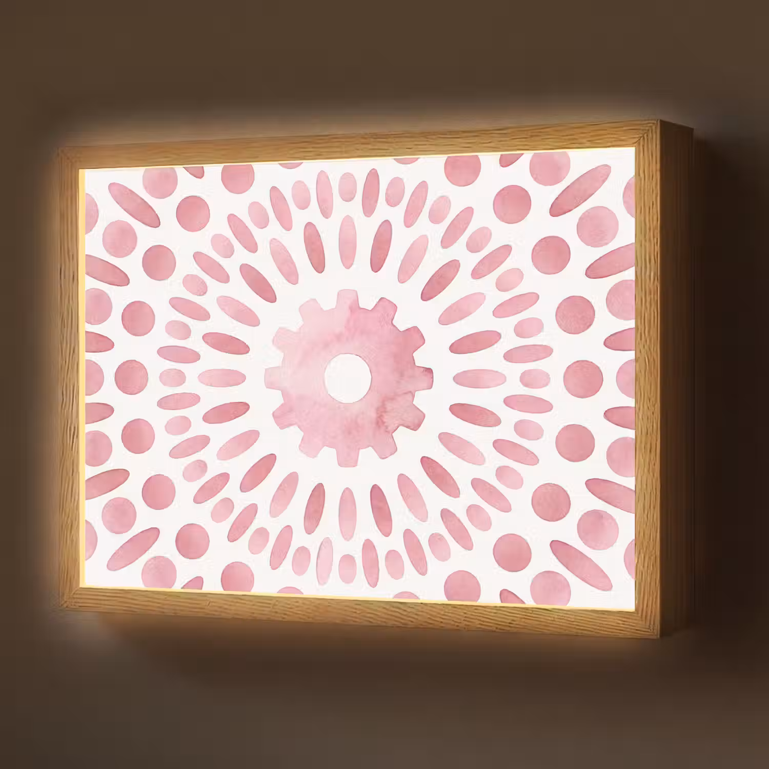 Abstract - Vormen - Patroon - Aquarel - Roze Light Box met batterij (Wandlamp) middel -z3d_website