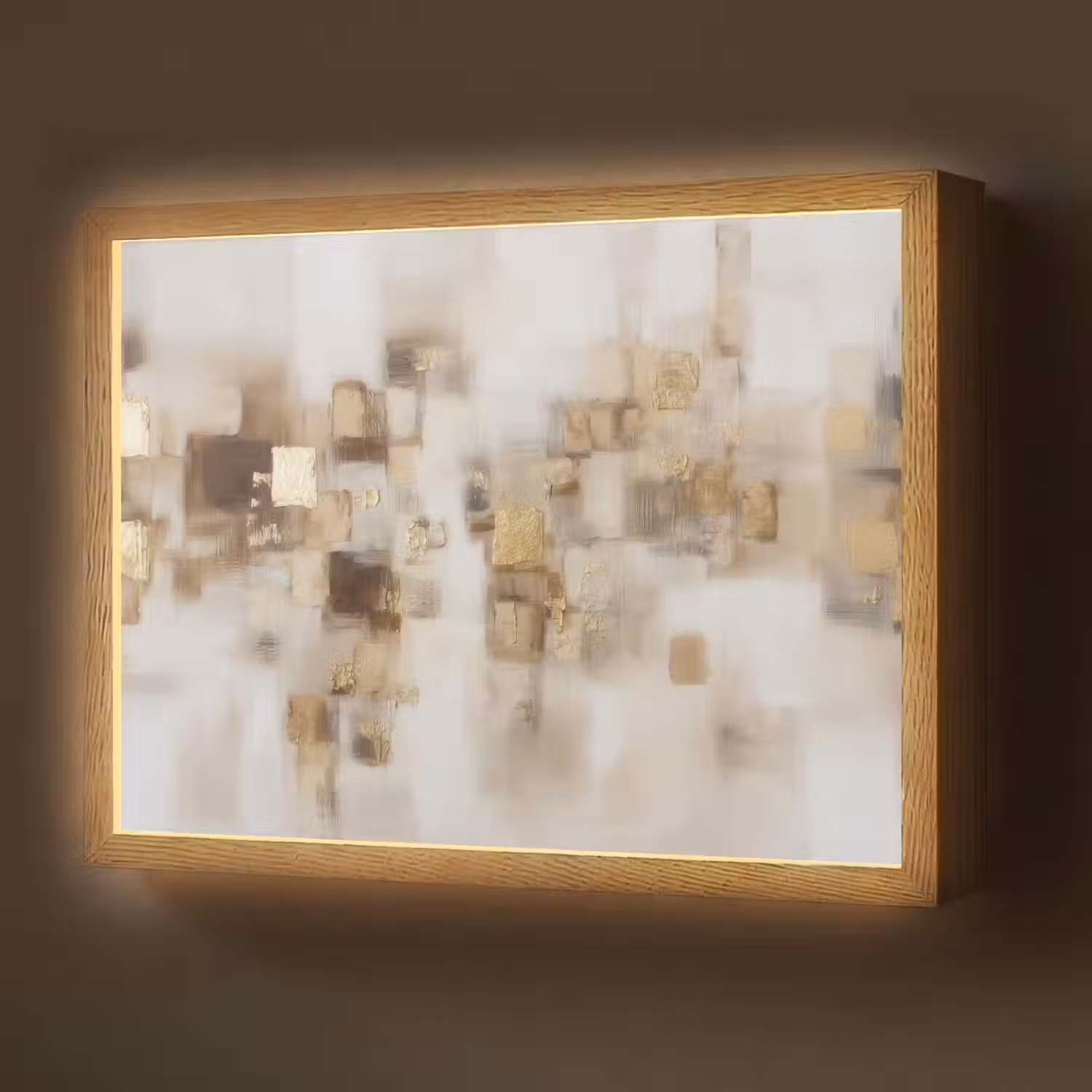 Abstracte vierkanten - Aardetonen - Mistig Light Box met batterij (Wandlamp) middel -z3d_website
