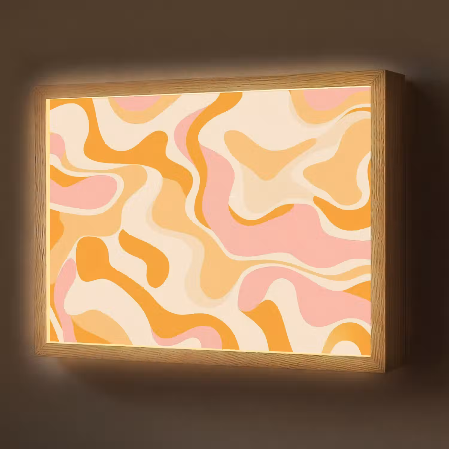 Abstract - Golvend - Oranje Light Box met batterij (Wandlamp) middel -z3d_website