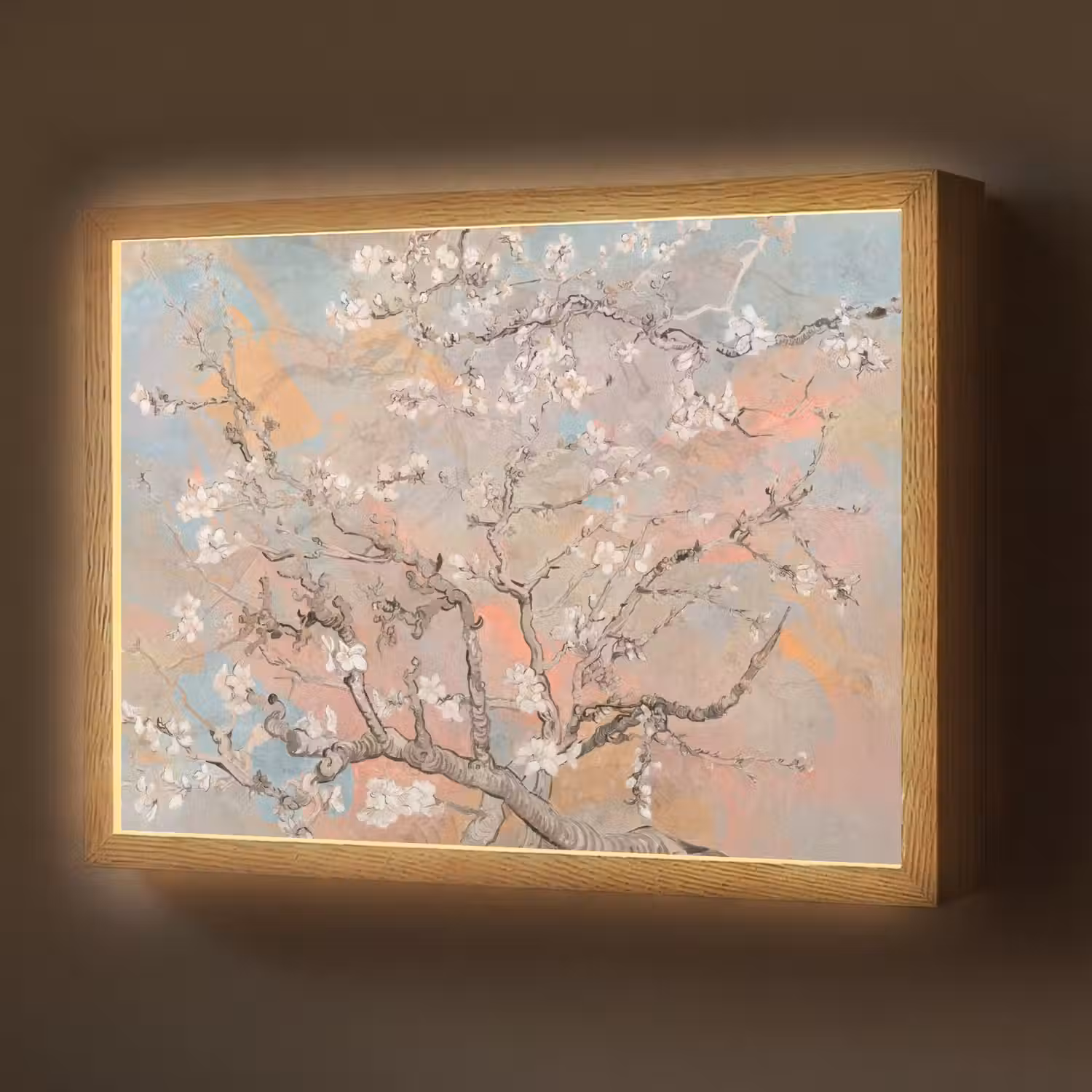 Amandelbloesem - Kunst - Van Gogh - Pastel Light Box met batterij (Wandlamp) middel -z3d_website