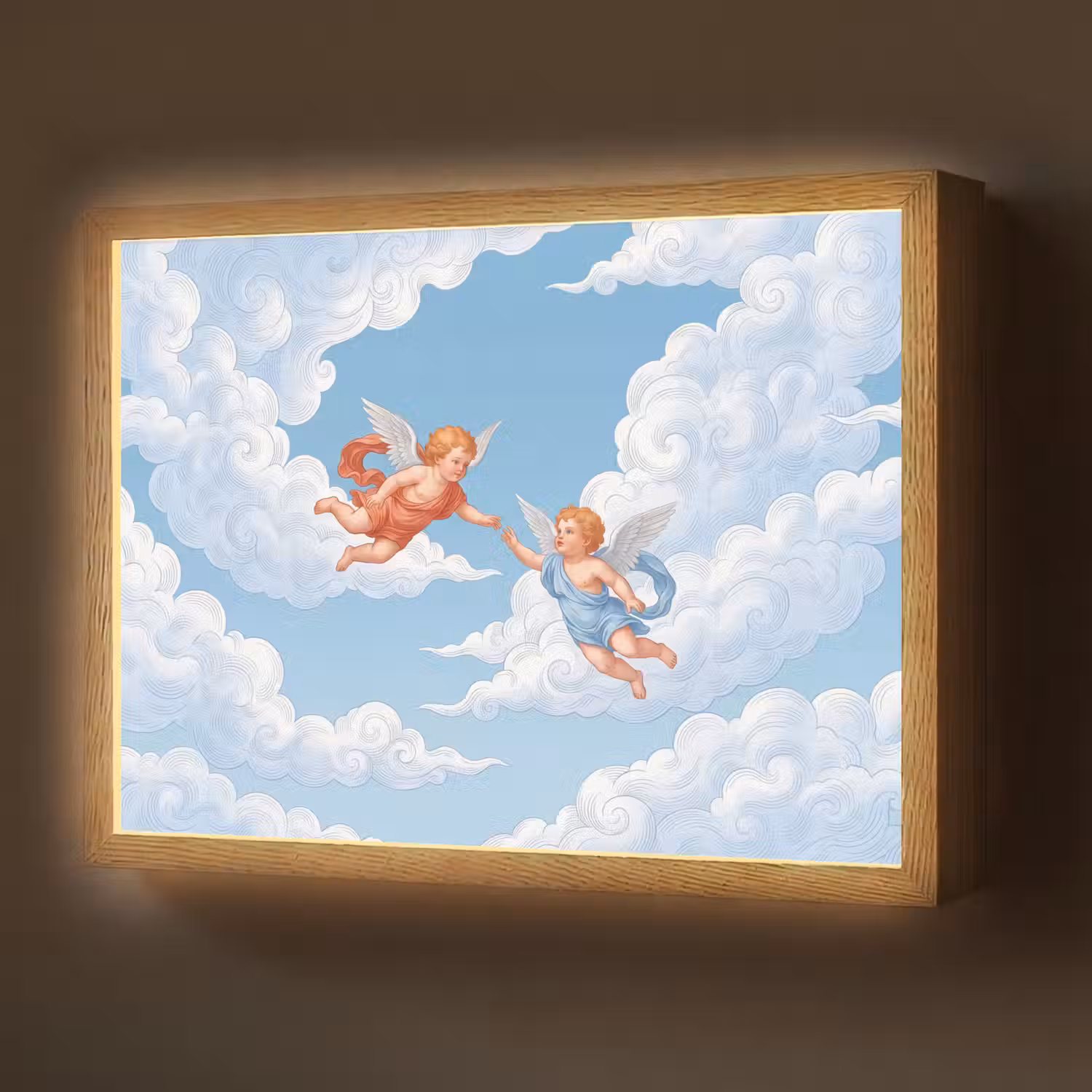 Engel - Vliegend - Klassiek - Blauw Light Box met batterij (Wandlamp) middel -z3d_website