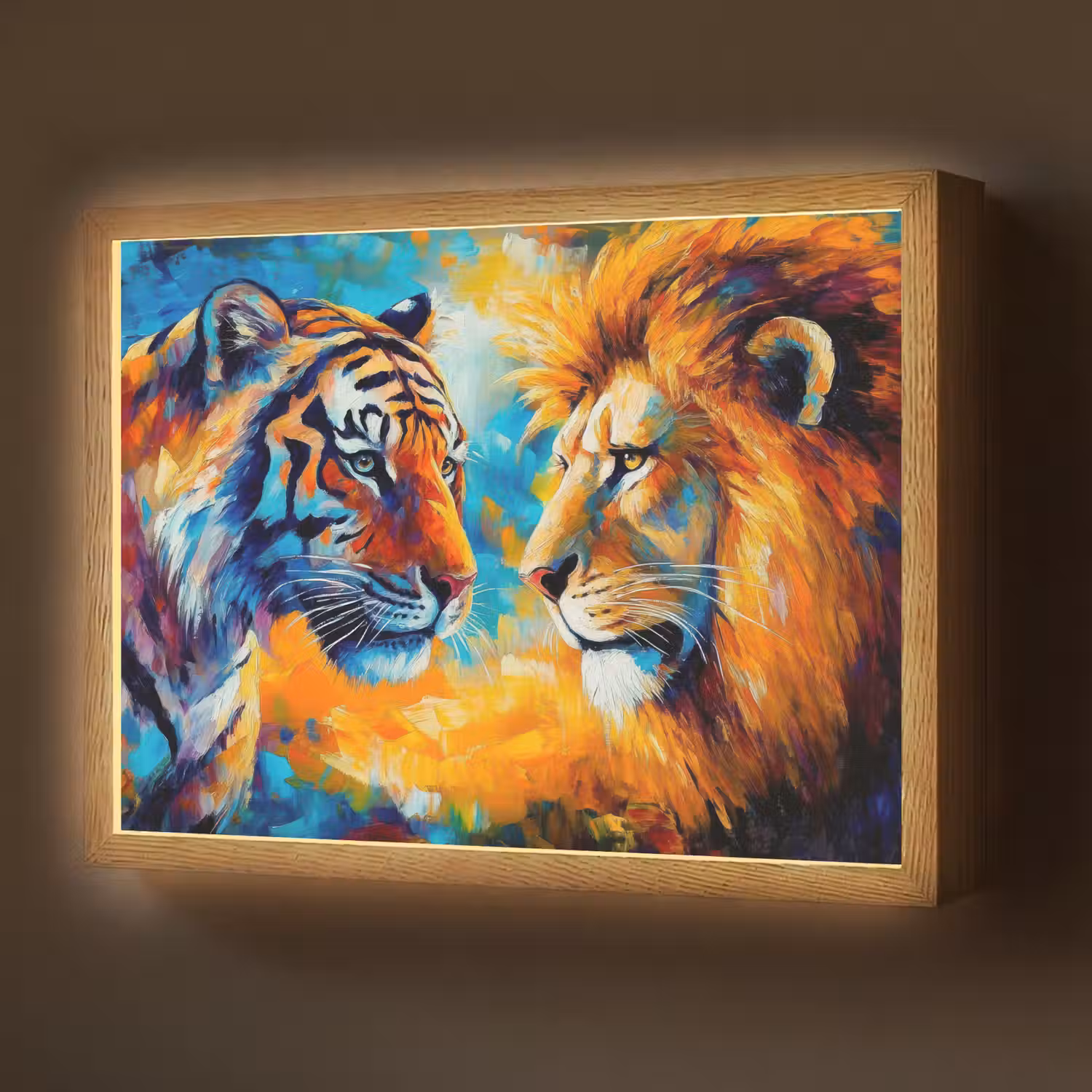 Dieren - Kunst - Leeuw - Tijger Light Box met batterij (Wandlamp) middel -z3d_website