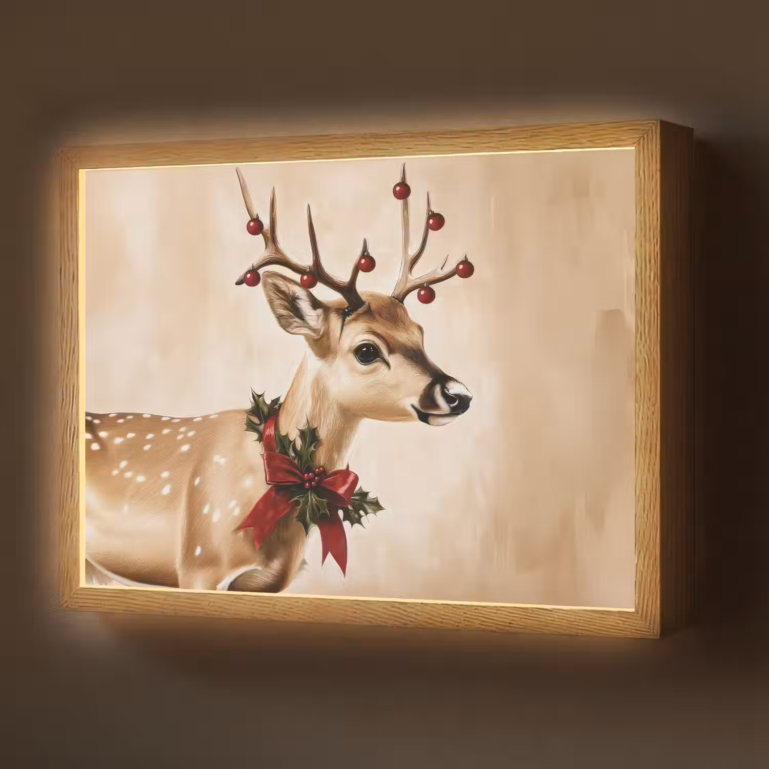Gewei - Kerst - Rendier - Rood Light Box met batterij (Wandlamp) middel -z3d_website