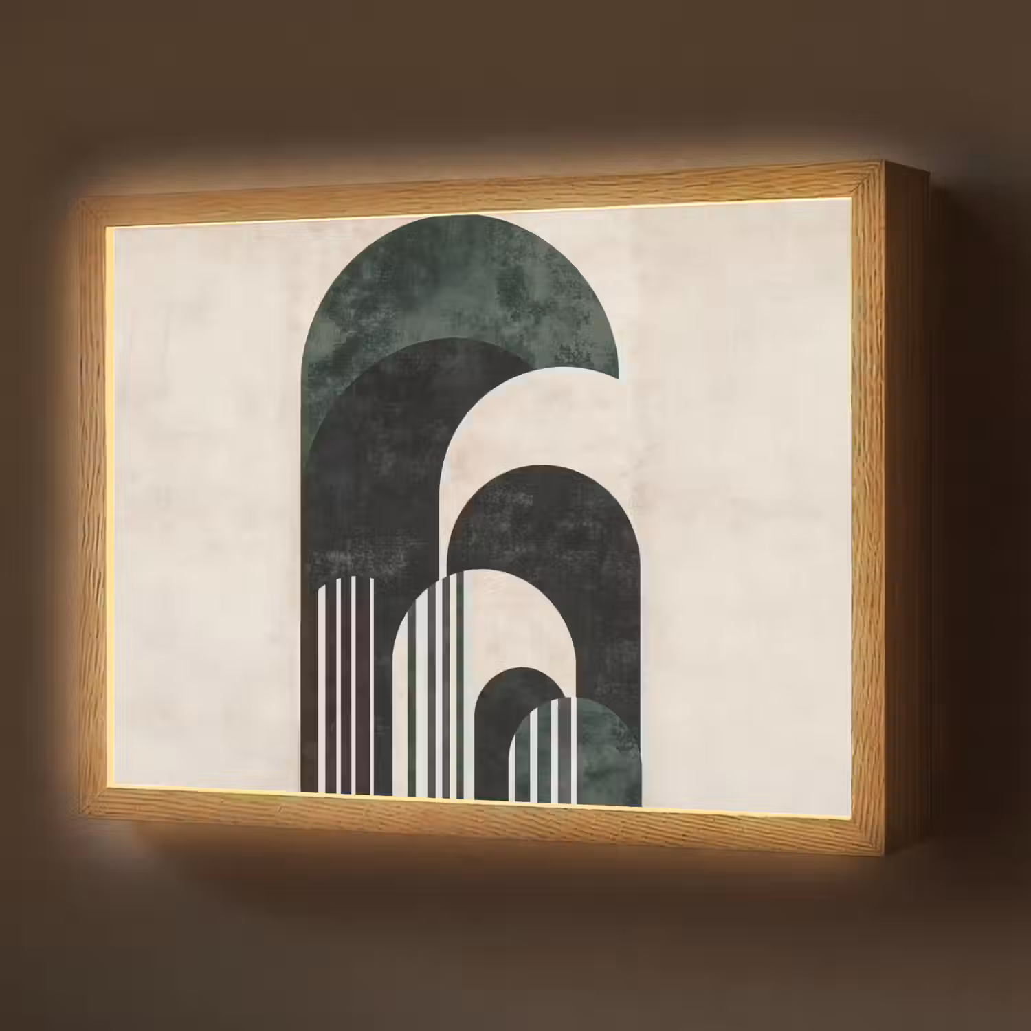 Bogen - Donkergroen - Lijnen Light Box met batterij (Wandlamp) middel -z3d_website