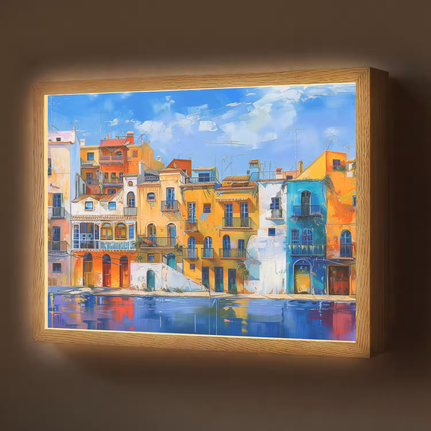 Architectuur - Kleurrijk - Kunst - Modern Light Box met batterij (Wandlamp) middel -z3d_website