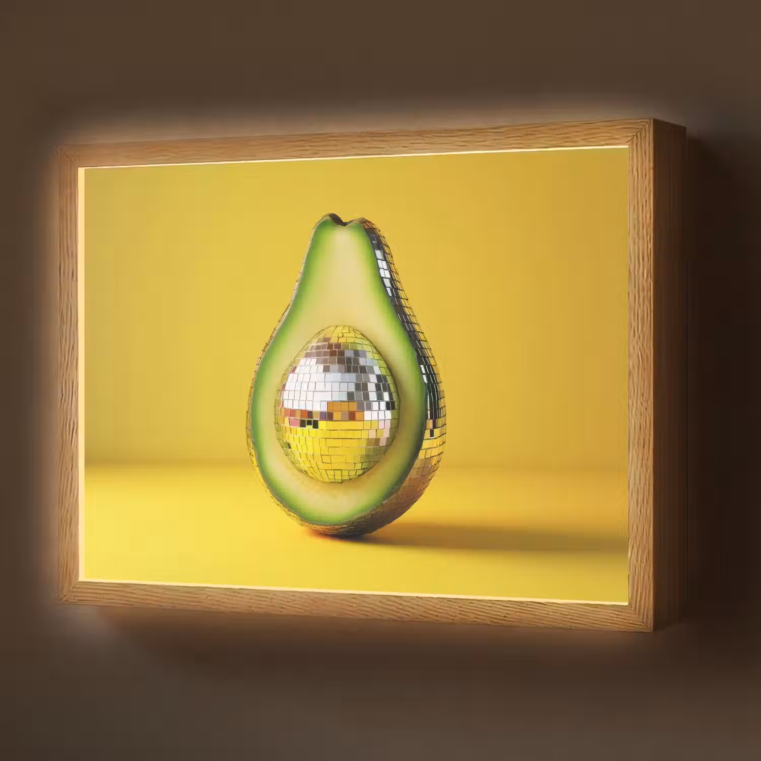 Avocado - Discobal - Geel - Glitter Light Box met batterij (Wandlamp) middel -z3d_website