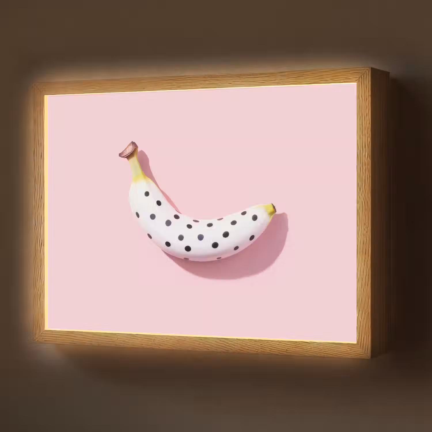 Banaan - Stippen - roze Light Box met batterij (Wandlamp) middel -z3d_website
