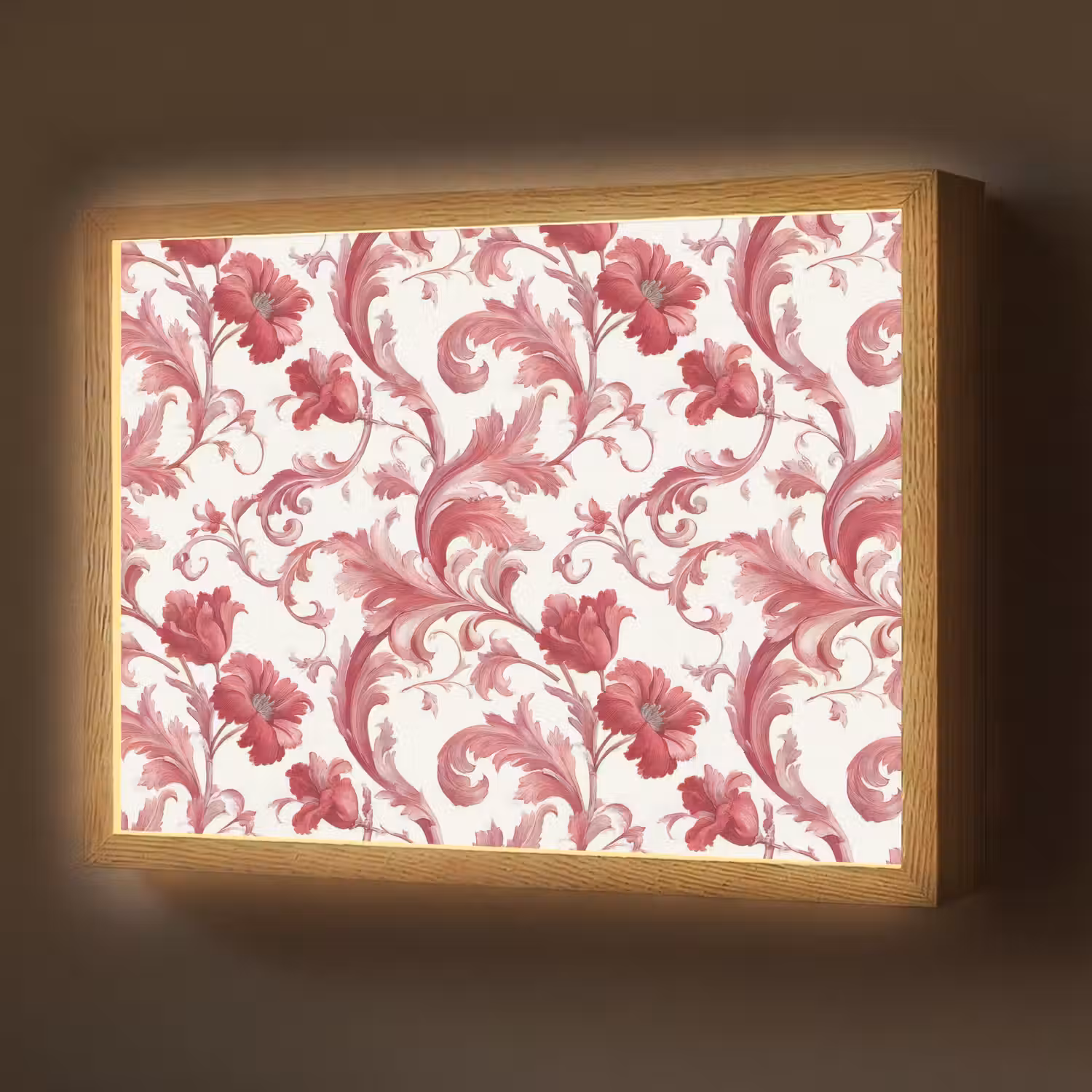 Barok - Patroon - Rood Light Box met batterij (Wandlamp) middel 907 -z3d_website