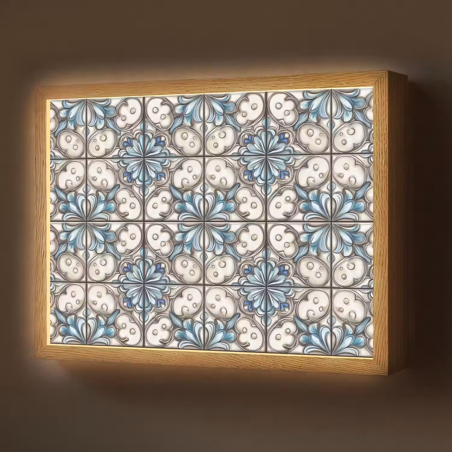 Barok - Tegel - Kleurrijk Light Box met batterij (Wandlamp) middel 907 -z3d_website