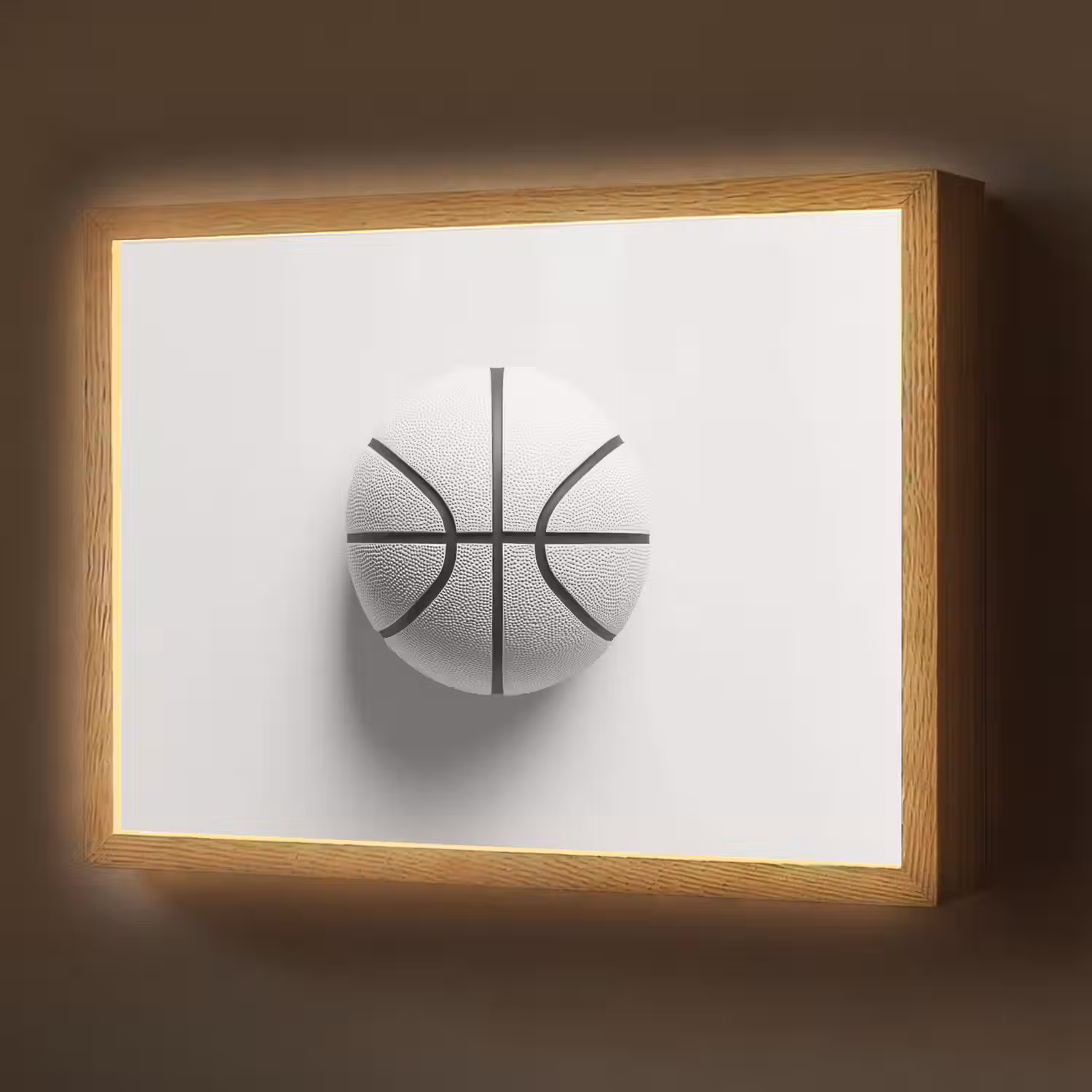 Basketbal - Wit - Schaduw - Lijnen Light Box met batterij (Wandlamp) middel -z3d_website
