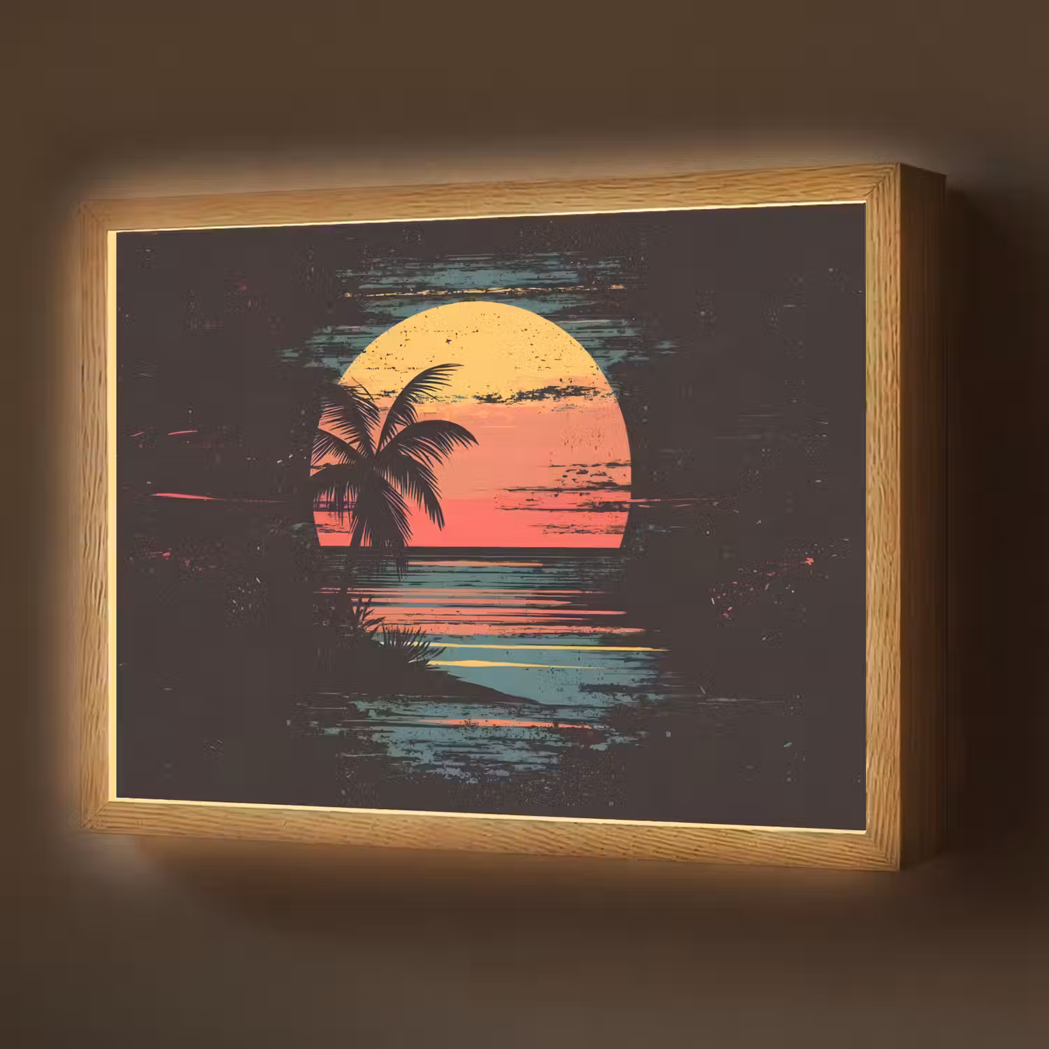 Strand - Minimalistisch - Zon - Oranje Light Box met batterij (Wandlamp) middel -z3d_website