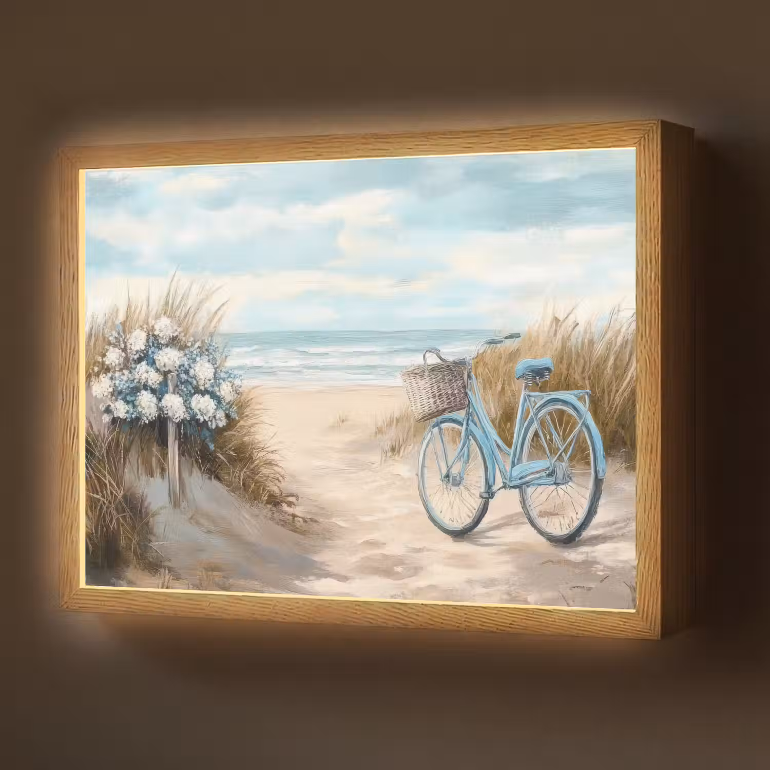 Strand - Zee - Fiets - Vintage - Bloemen Light Box met batterij (Wandlamp) middel -z3d_website