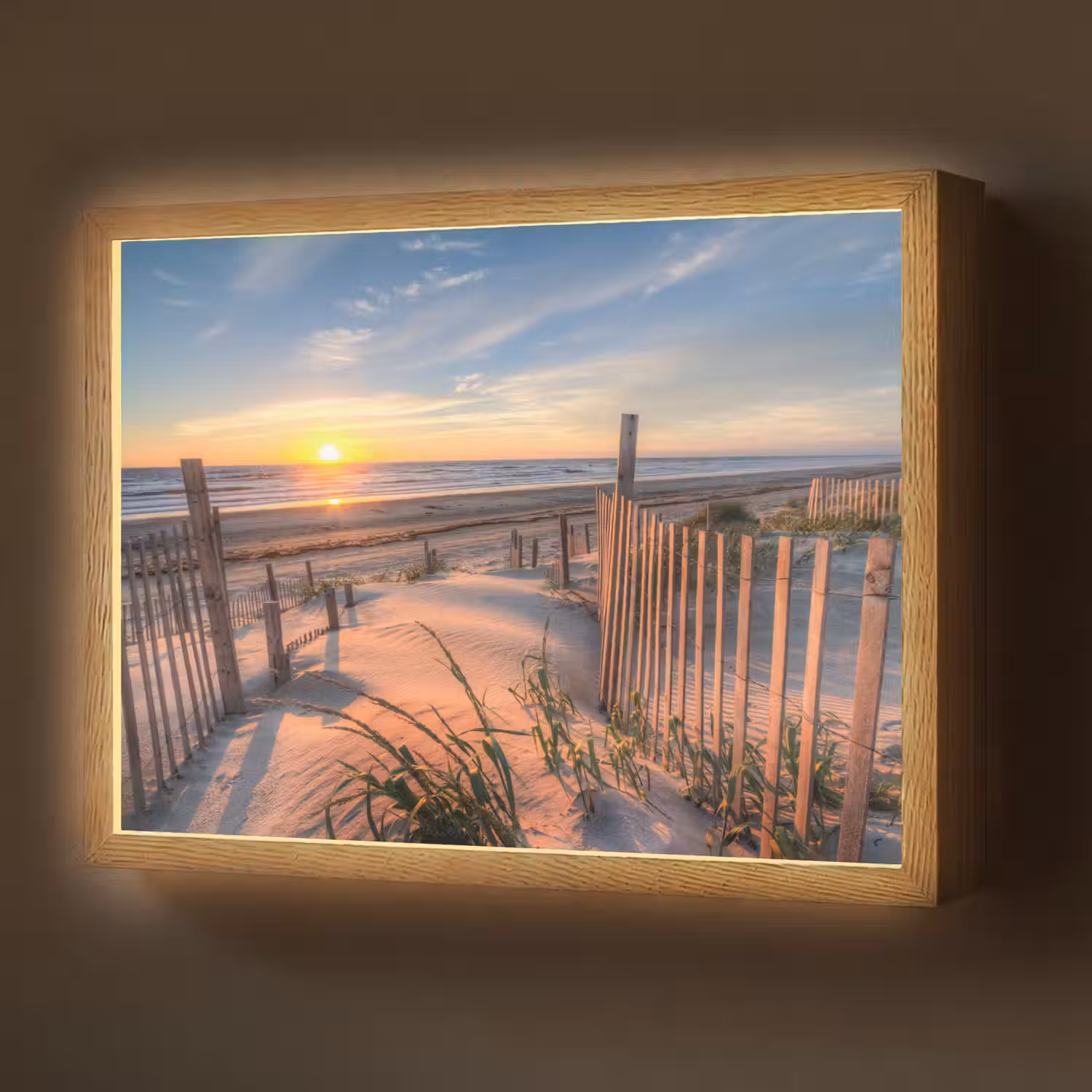 Strand - Zee - Duin - Zonsondergang - Landschap Light Box met batterij (Wandlamp) middel -z3d_website