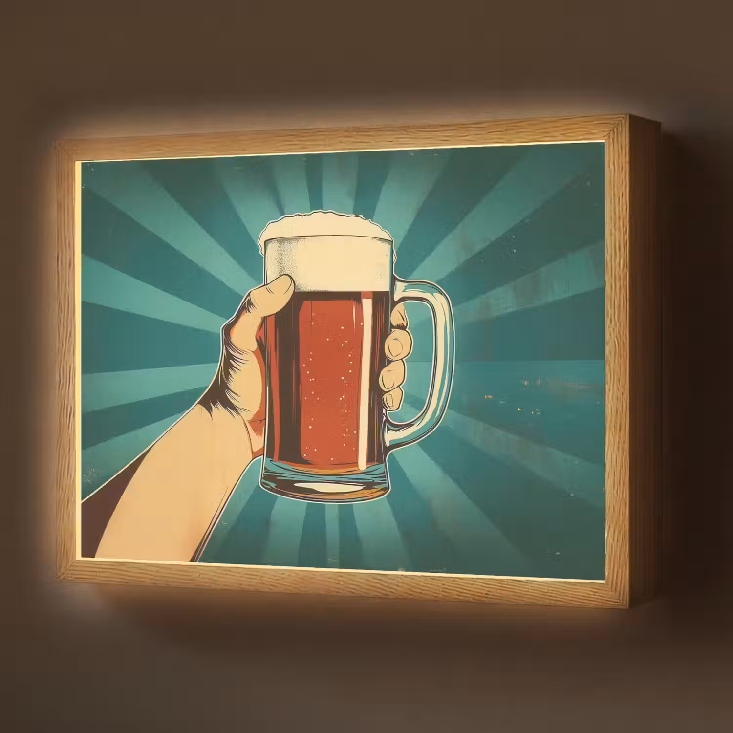 Bierglas - Schuim - Retro - Groen Light Box met batterij (Wandlamp) middel -z3d_website