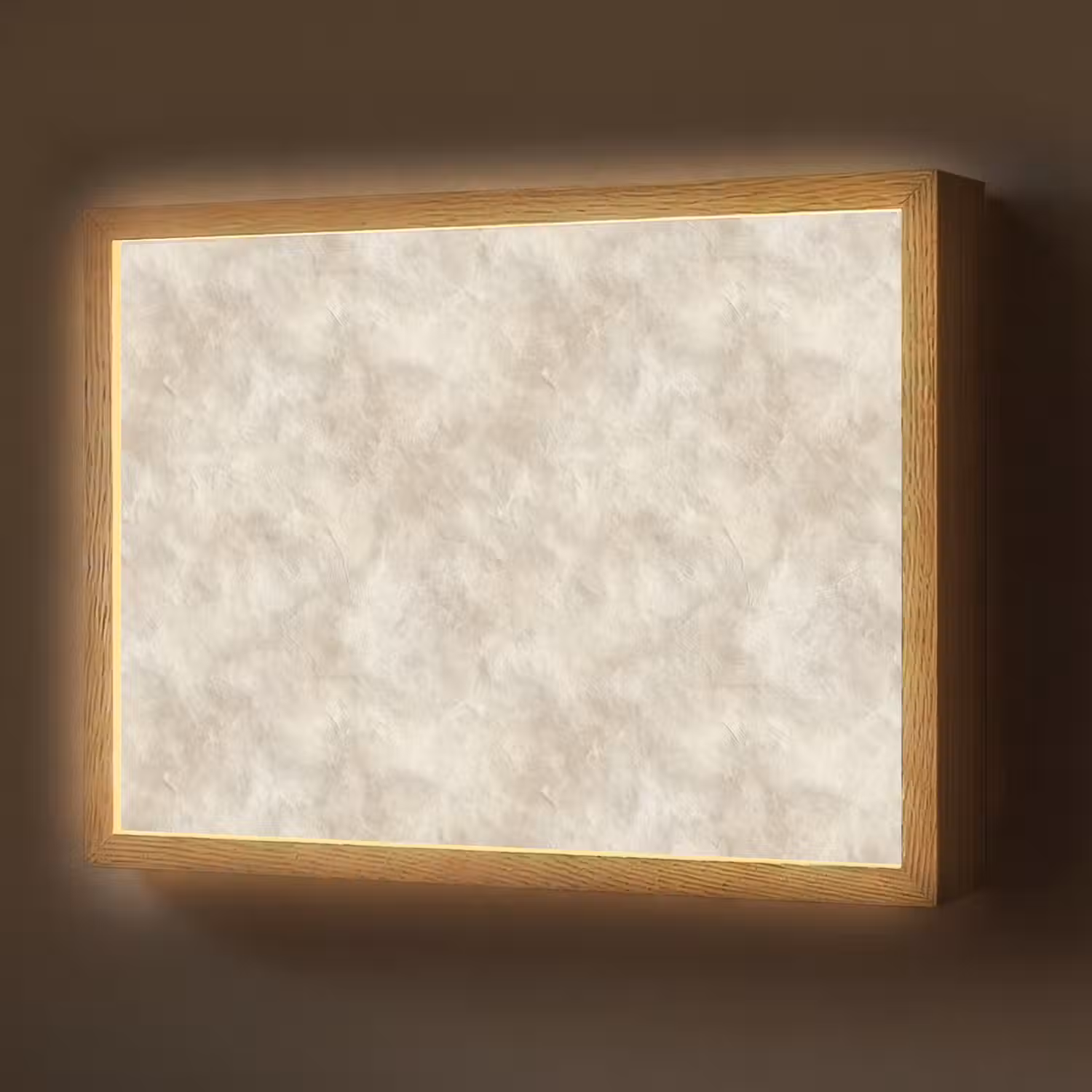 Beige - Reliëfstructuur - Natuursteen Light Box met batterij (Wandlamp) middel 907 -z3d_website