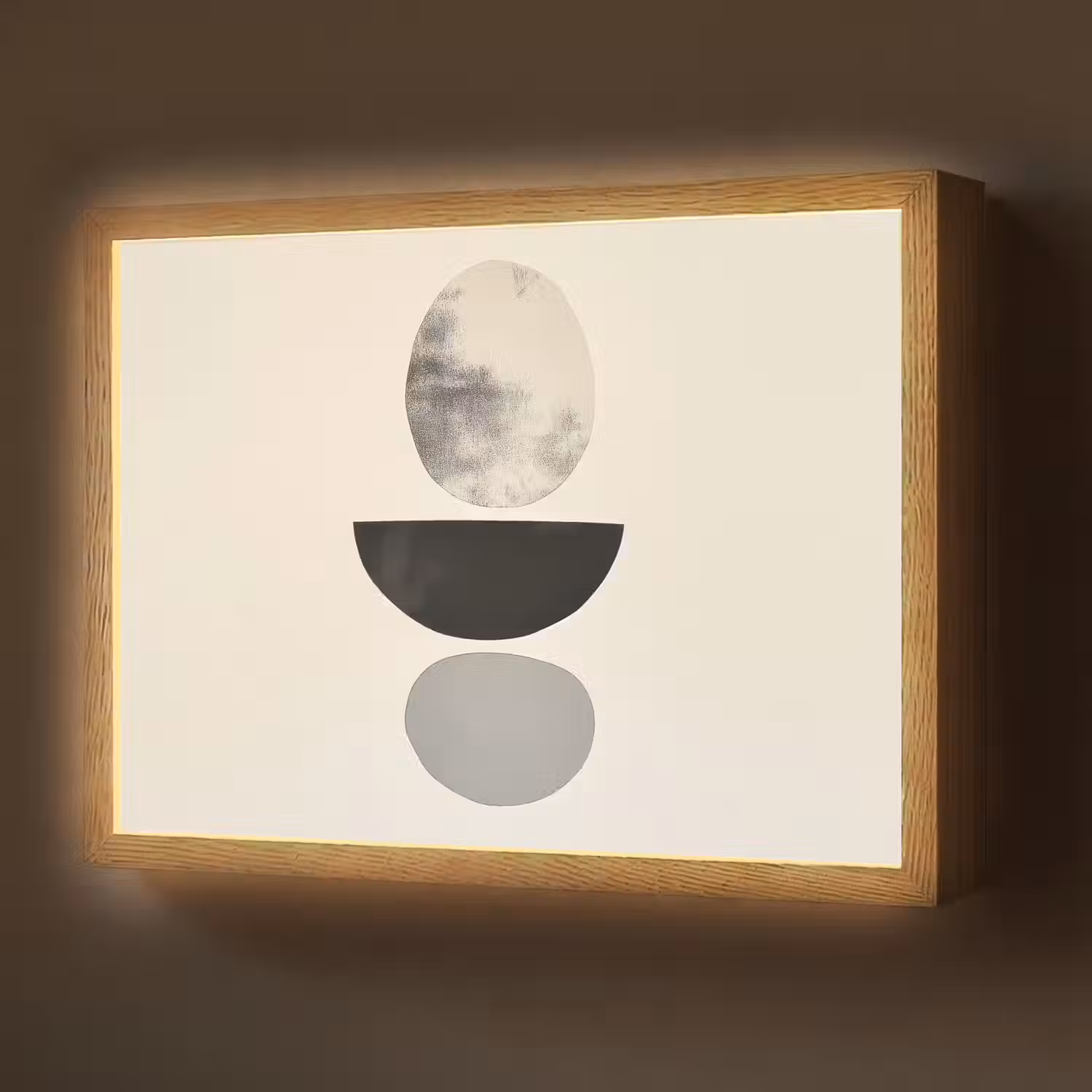 Beige - Japandi - Wabi sabi Light Box met batterij (Wandlamp) middel -z3d_website