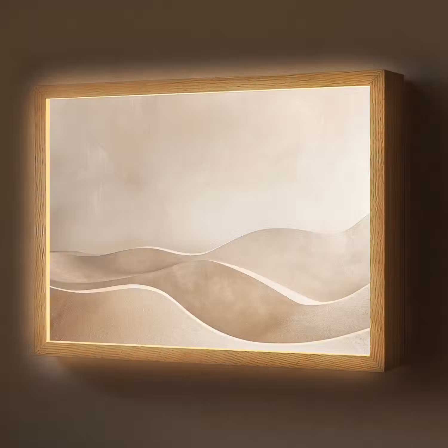 Beige - Natuur - Abstract - Modern Light Box met batterij (Wandlamp) middel -z3d_website