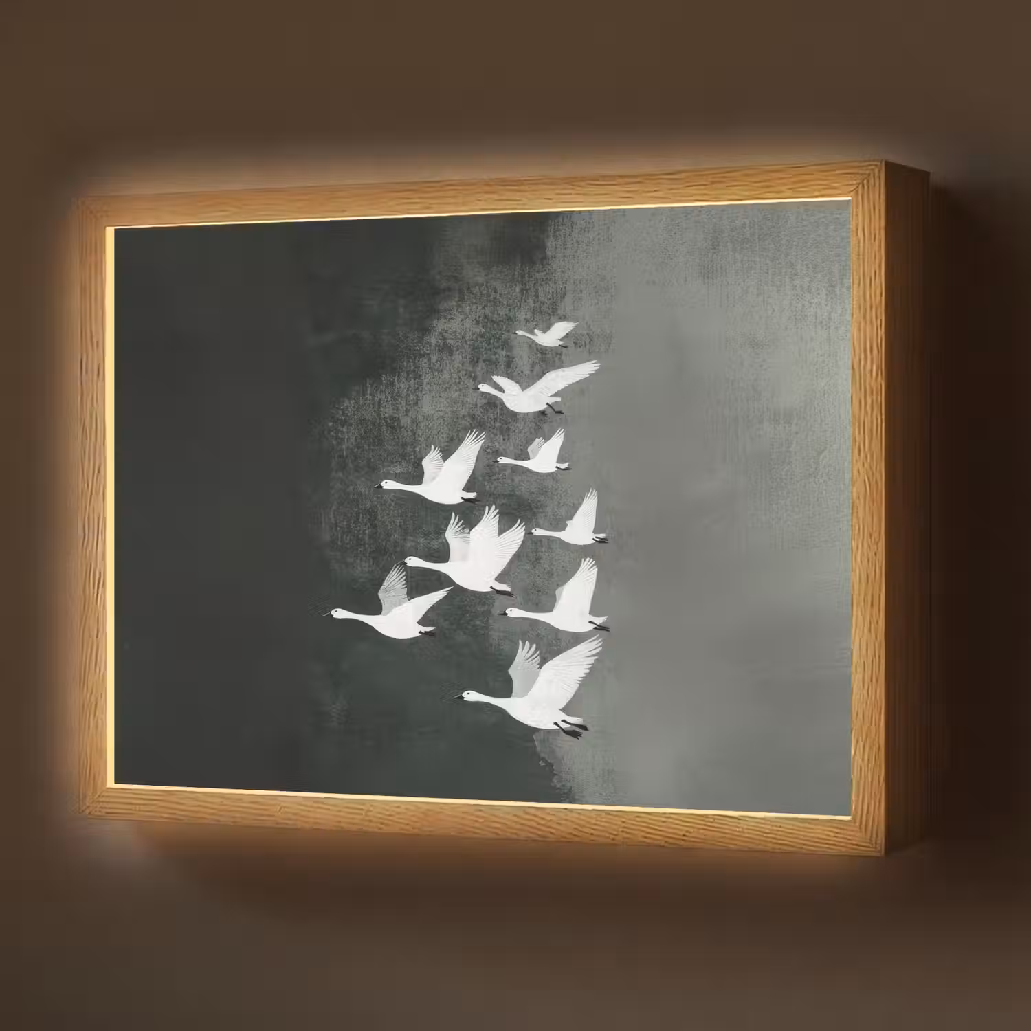 Vogel - Japandi - Groen Light Box met batterij (Wandlamp) middel -z3d_website