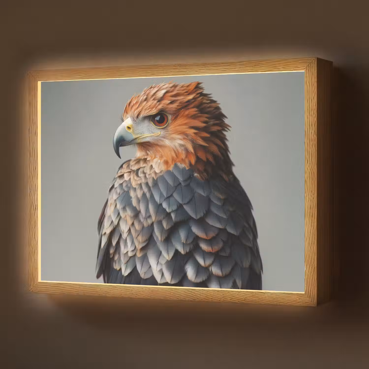 Vogel - Realistisch - Veren - Bruin Light Box met batterij (Wandlamp) middel -z3d_website