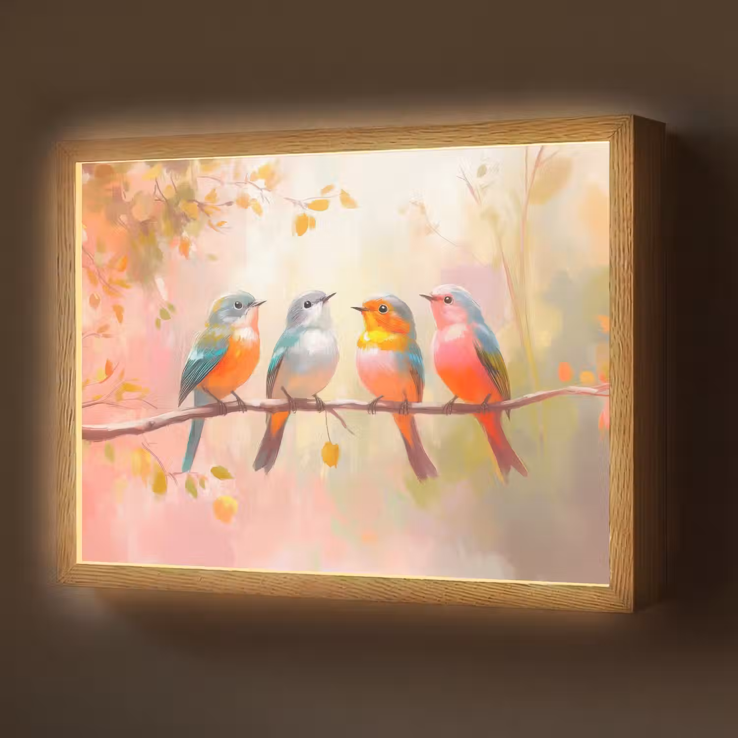 Vogels - Kleurrijk - Tak Light Box met batterij (Wandlamp) middel -z3d_website