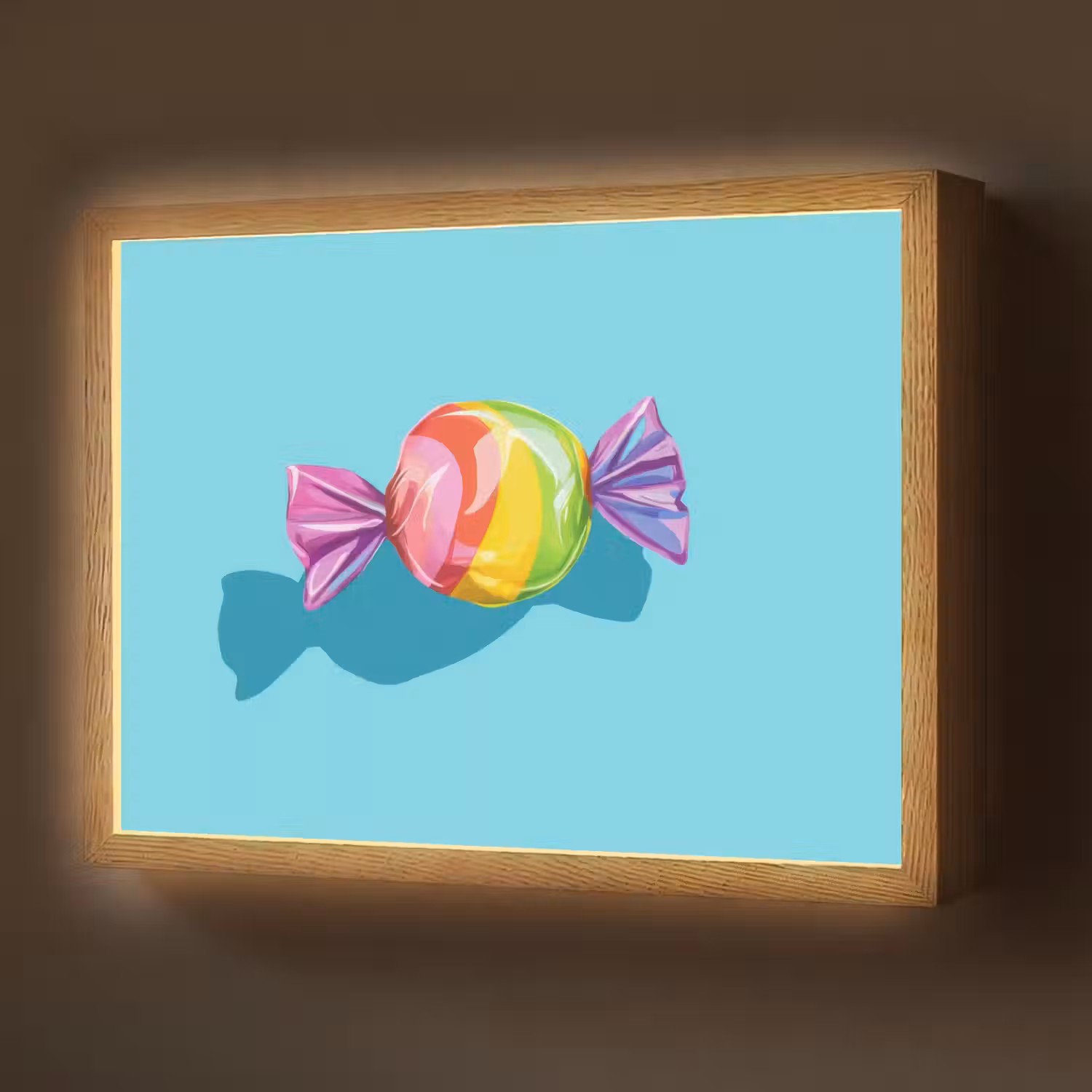 Blauw - Snoep - Regenboog Light Box met batterij (Wandlamp) middel -z3d_website
