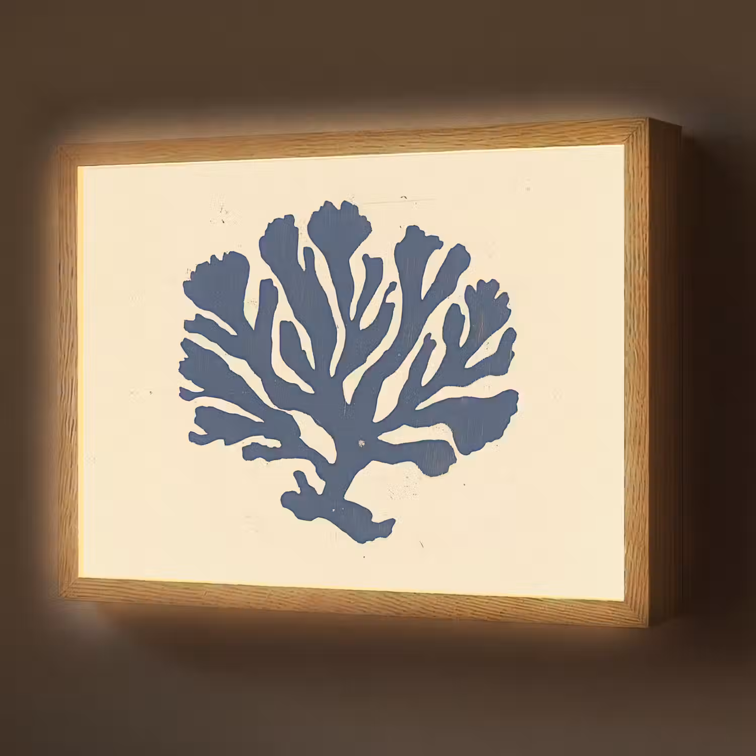 Blauw koraal - Vertakkingen - Beige Light Box met batterij (Wandlamp) middel -z3d_website