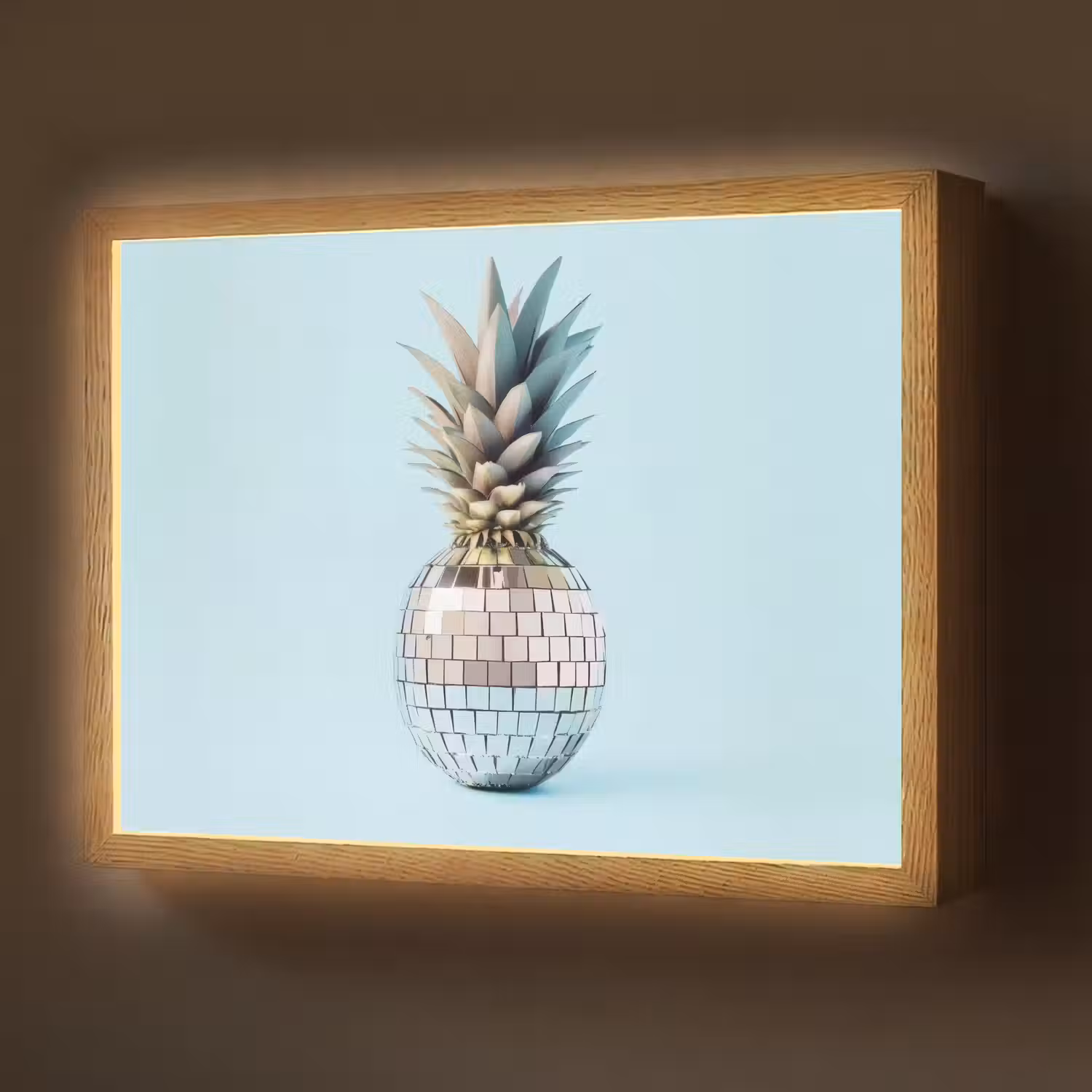 Blauw - Ananas - Disco - Discobal Light Box met batterij (Wandlamp) middel -z3d_website