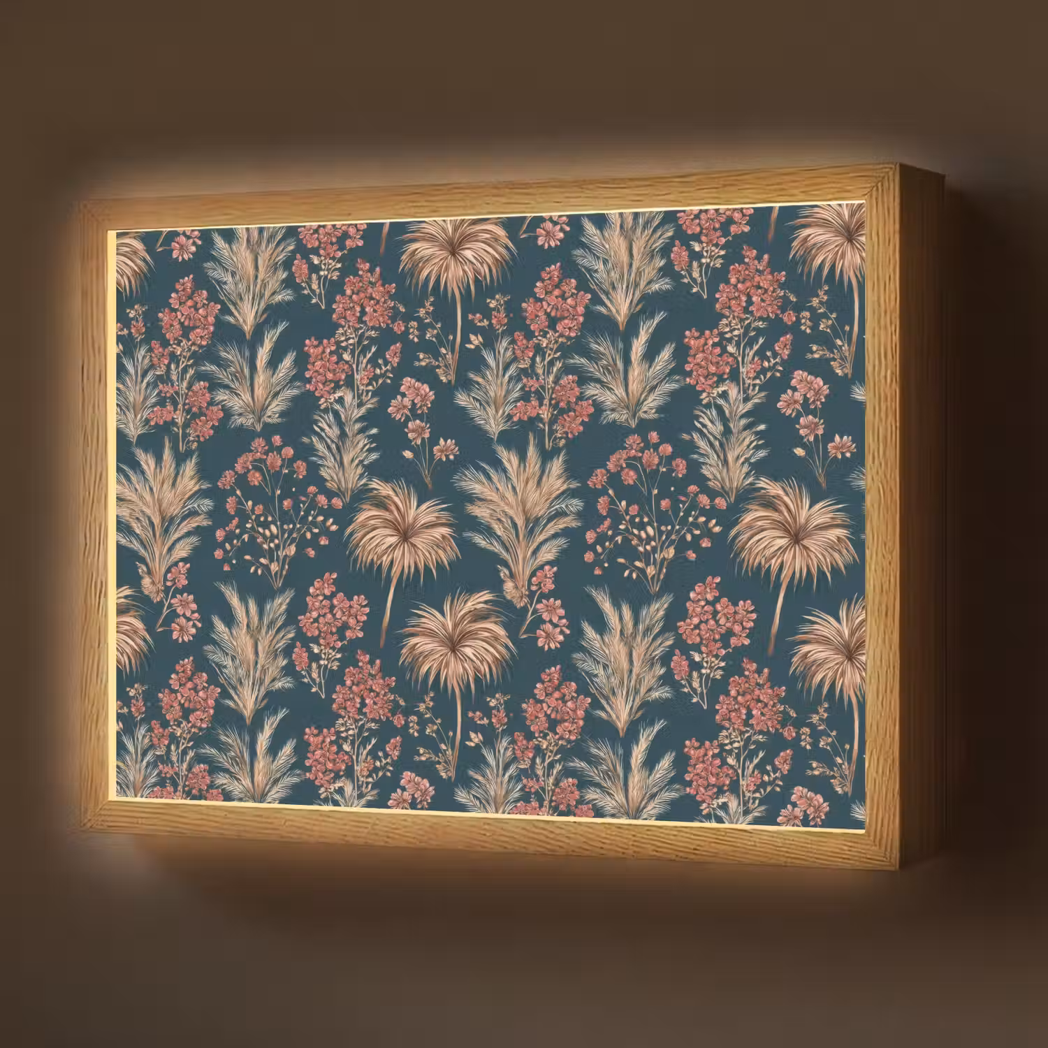 Botanisch - Patroon - Blauw Light Box met batterij (Wandlamp) middel 907 -z3d_website