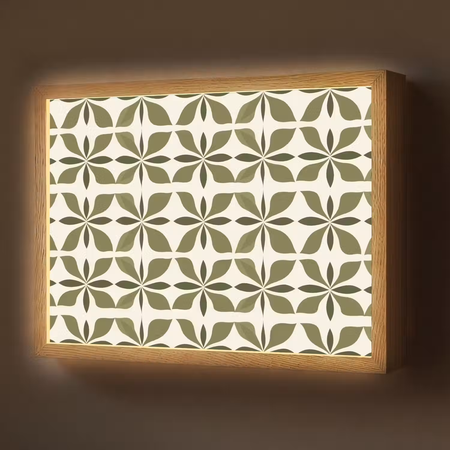 Botanisch - Retro - Groen Light Box met batterij (Wandlamp) middel 907 -z3d_website