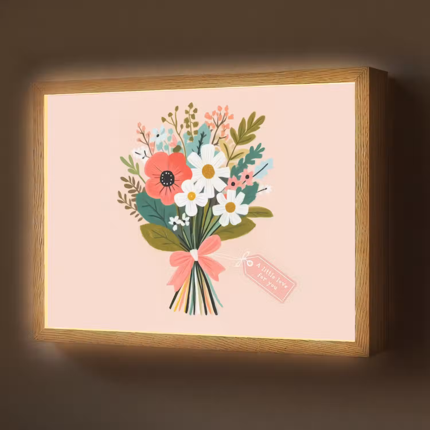 Boeket - Strikje - Kaartje - Quote Light Box met batterij (Wandlamp) middel -z3d_website