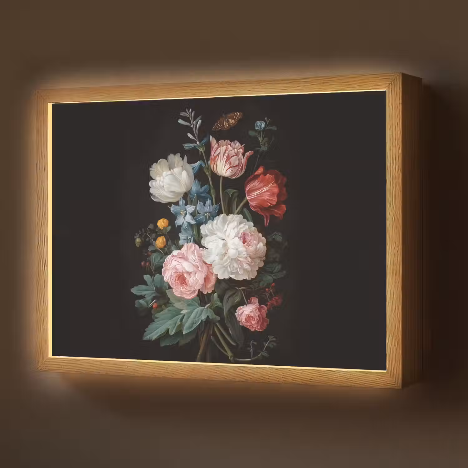 Boeket - Kleurrijk - Klassiek Light Box met batterij (Wandlamp) middel -z3d_website