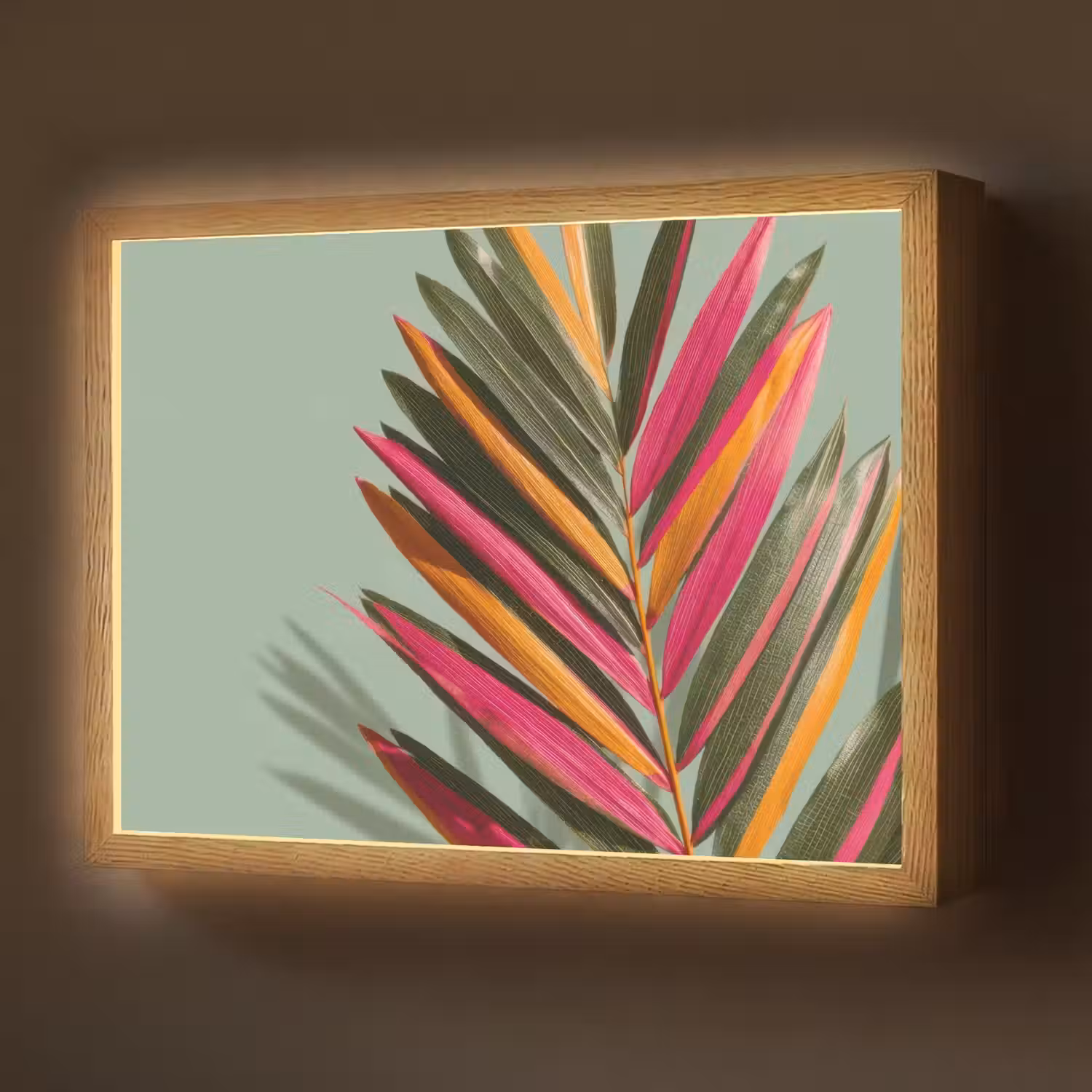 Tak - Bladeren - Kleurrijk - Schaduw Light Box met batterij (Wandlamp) middel -z3d_website