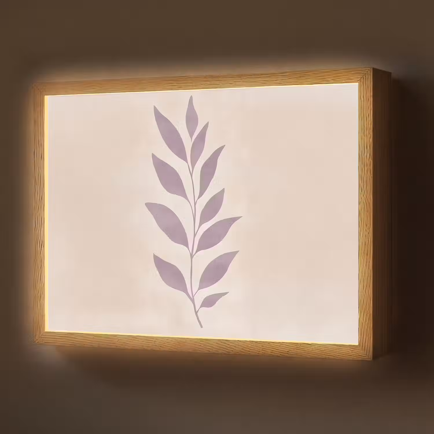 Tak - Bladeren - Minimalistisch - Beige Light Box met batterij (Wandlamp) middel -z3d_website