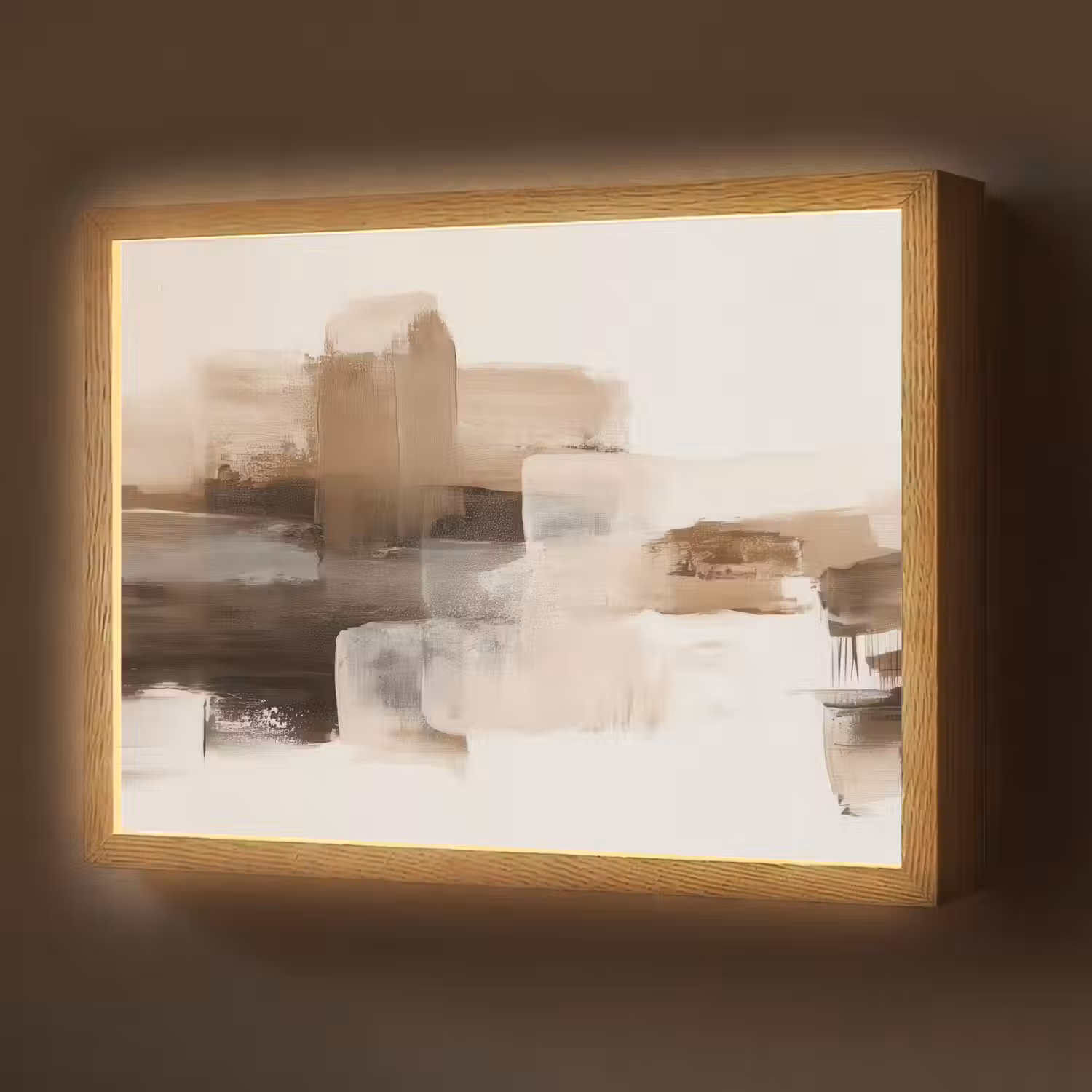 Penseelstreken - Abstract landschap - Rust Light Box met batterij (Wandlamp) middel -z3d_website