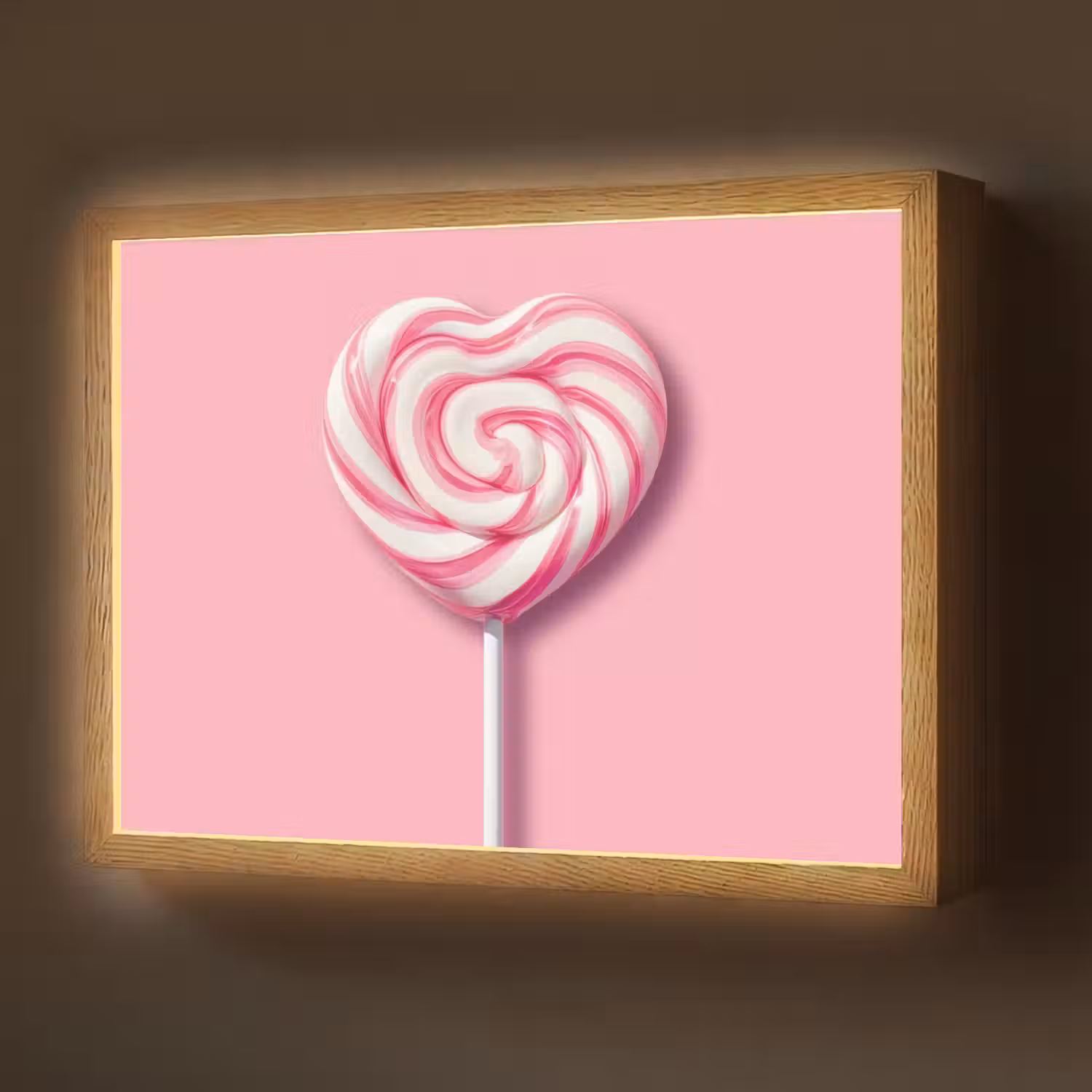 Snoep - Lolly - Hart- Roze Light Box met batterij (Wandlamp) middel -z3d_website