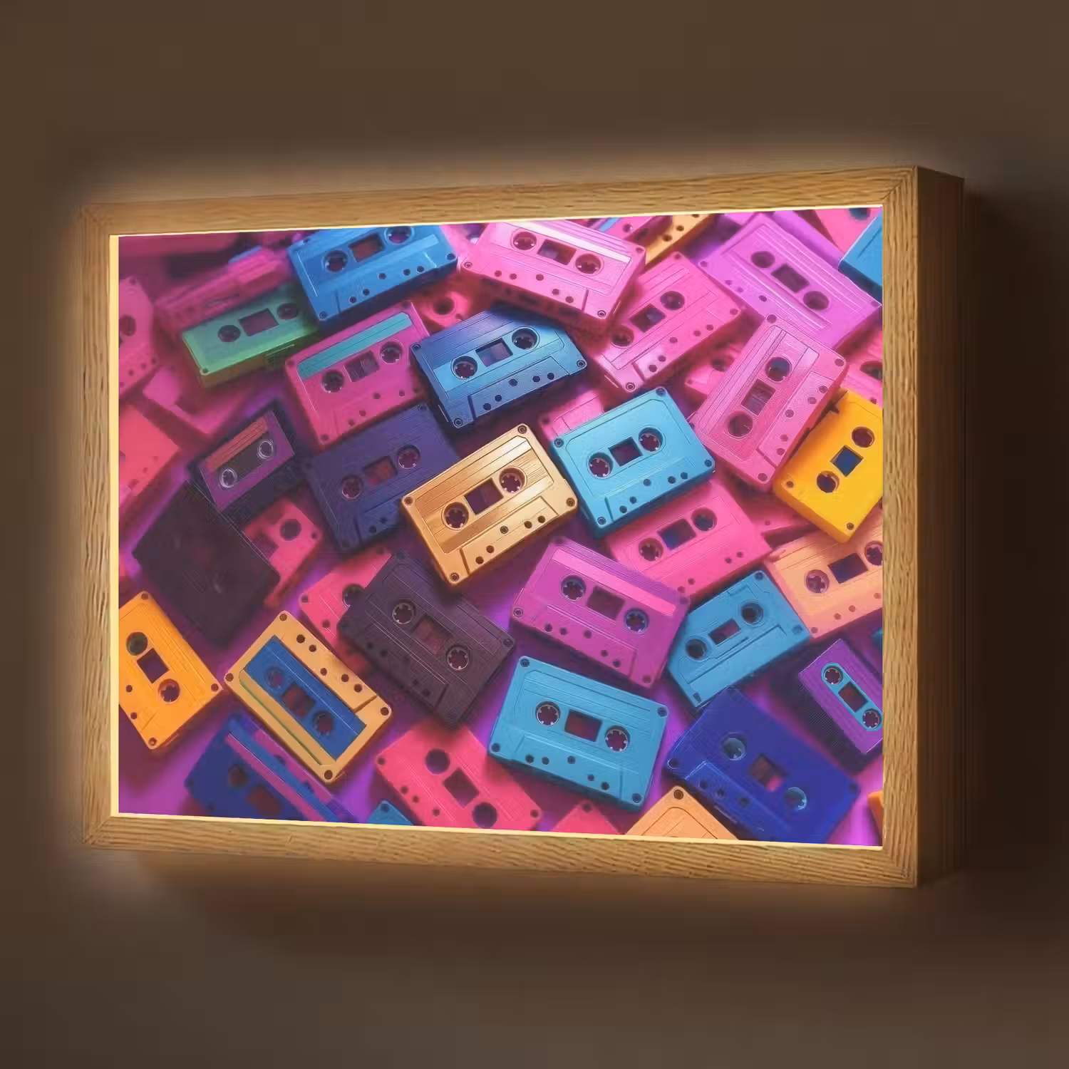 Cassetteband - Kleurrijk - Energiek Light Box met batterij (Wandlamp) middel -z3d_website