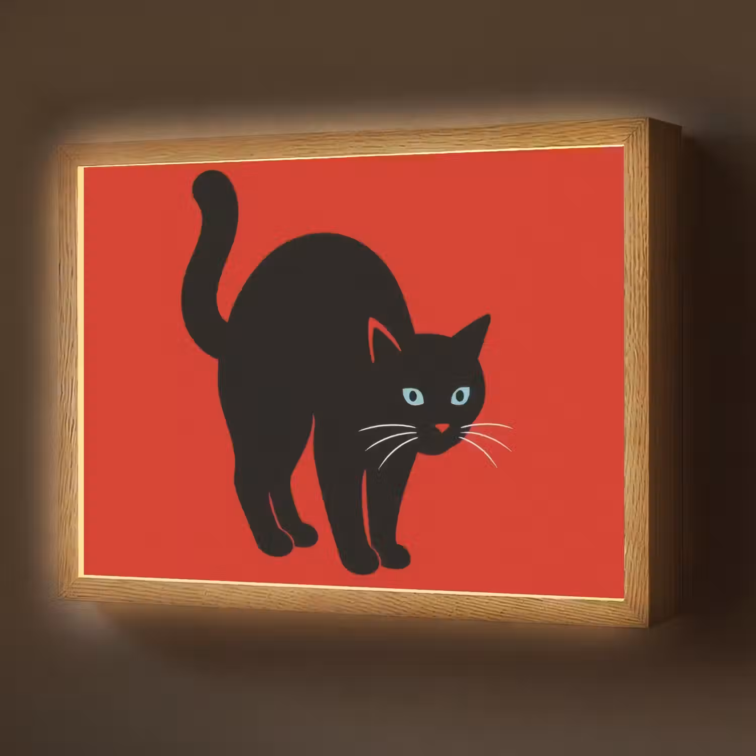 Kat - Zwart - Staart Light Box met batterij (Wandlamp) middel -z3d_website