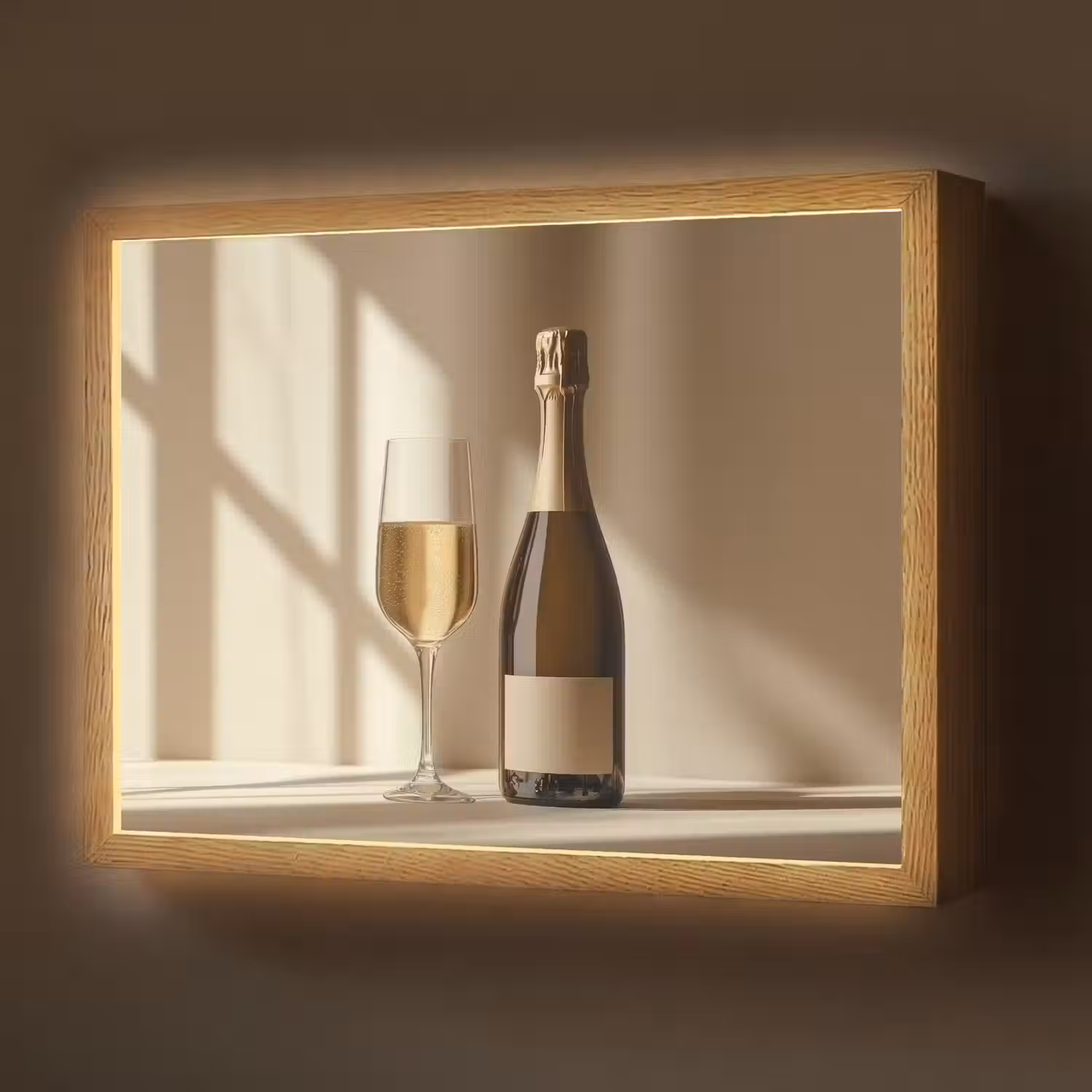 Champagne - Beige - Schaduw - Bubbels Light Box met batterij (Wandlamp) middel -z3d_website