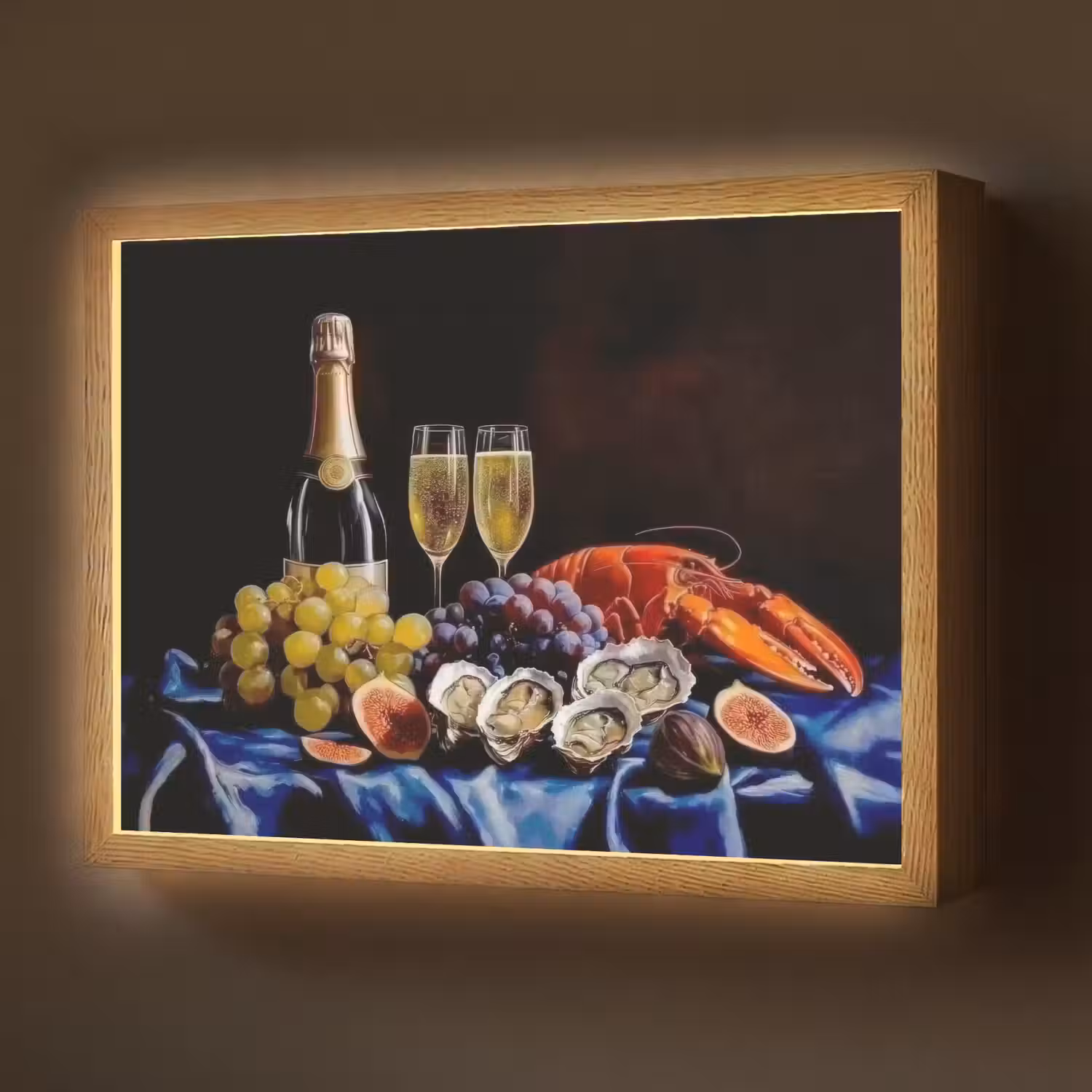 Champagne - Luxe - Oesters Light Box met batterij (Wandlamp) middel -z3d_website