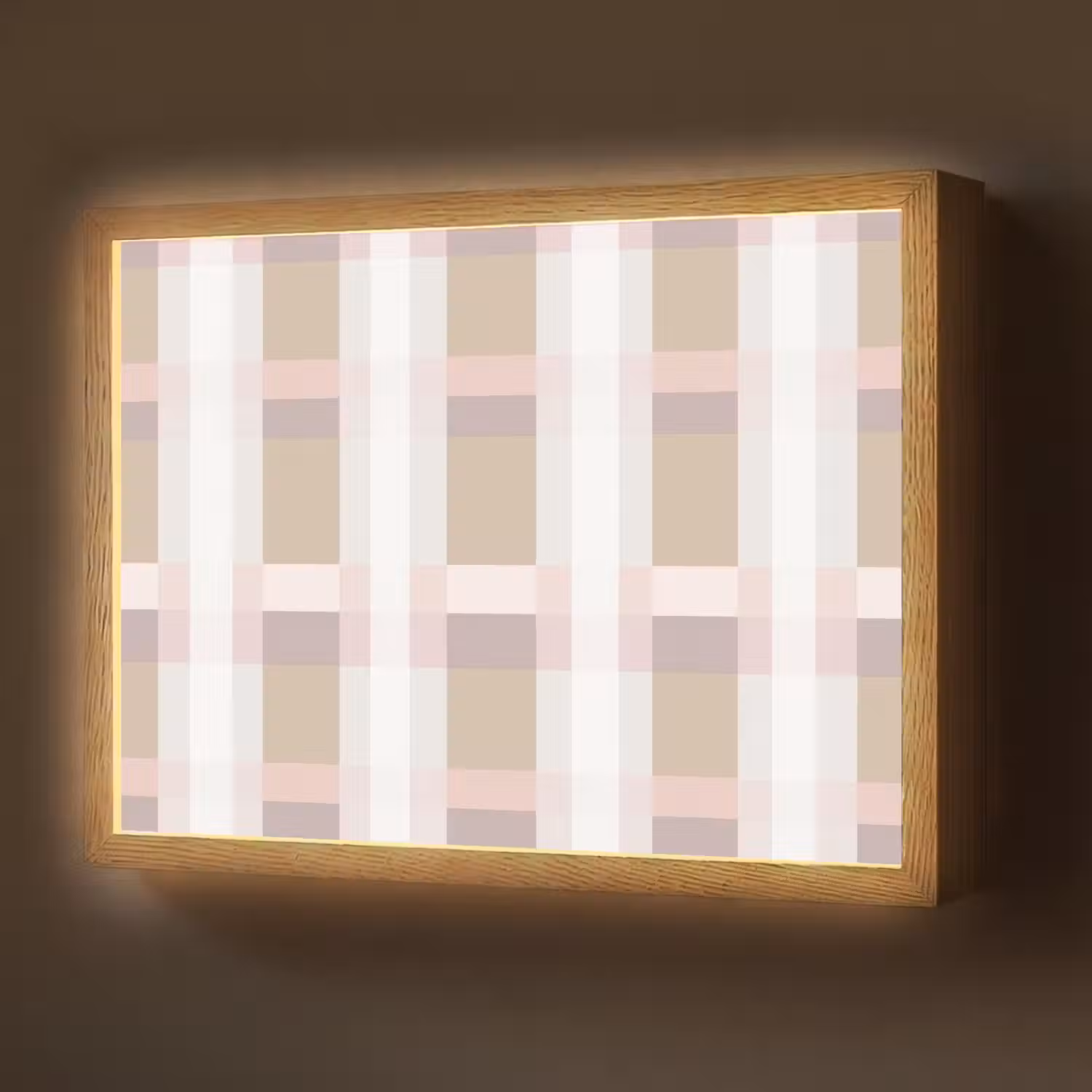 Ruitpatroon - Aardetinten - Minimalistisch Light Box met batterij (Wandlamp) middel 907 -z3d_website